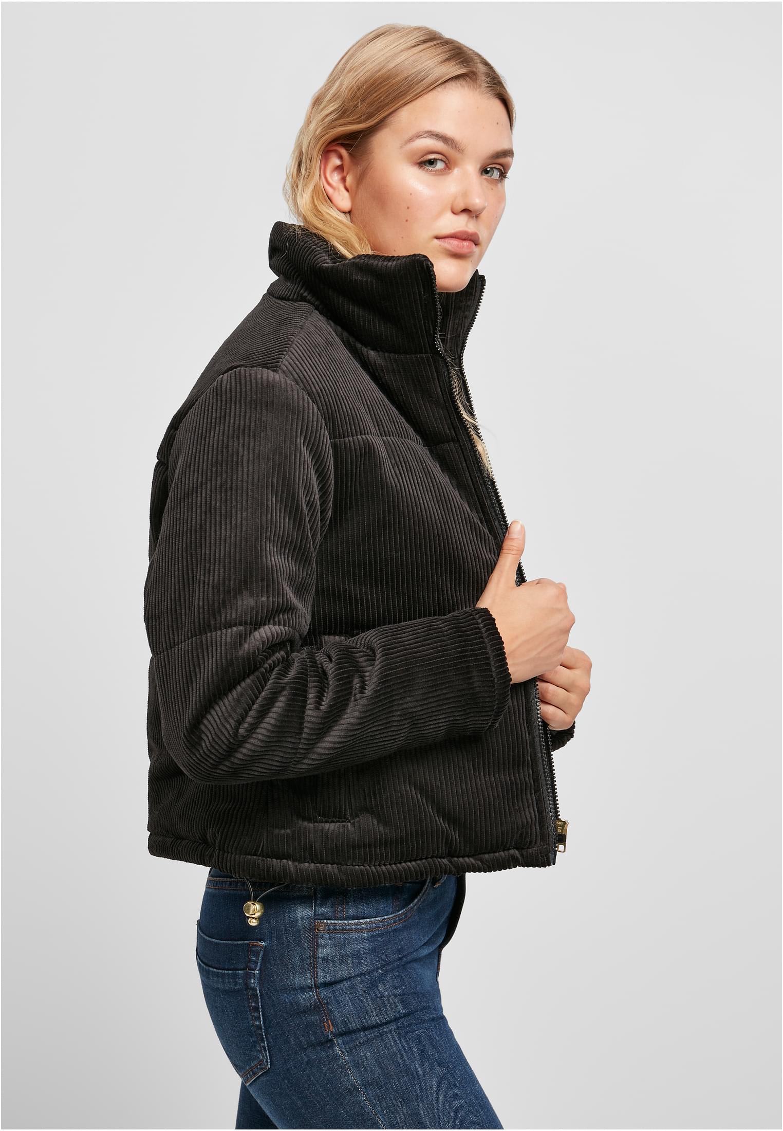 Ladies Corduroy Puffer Jacket | black