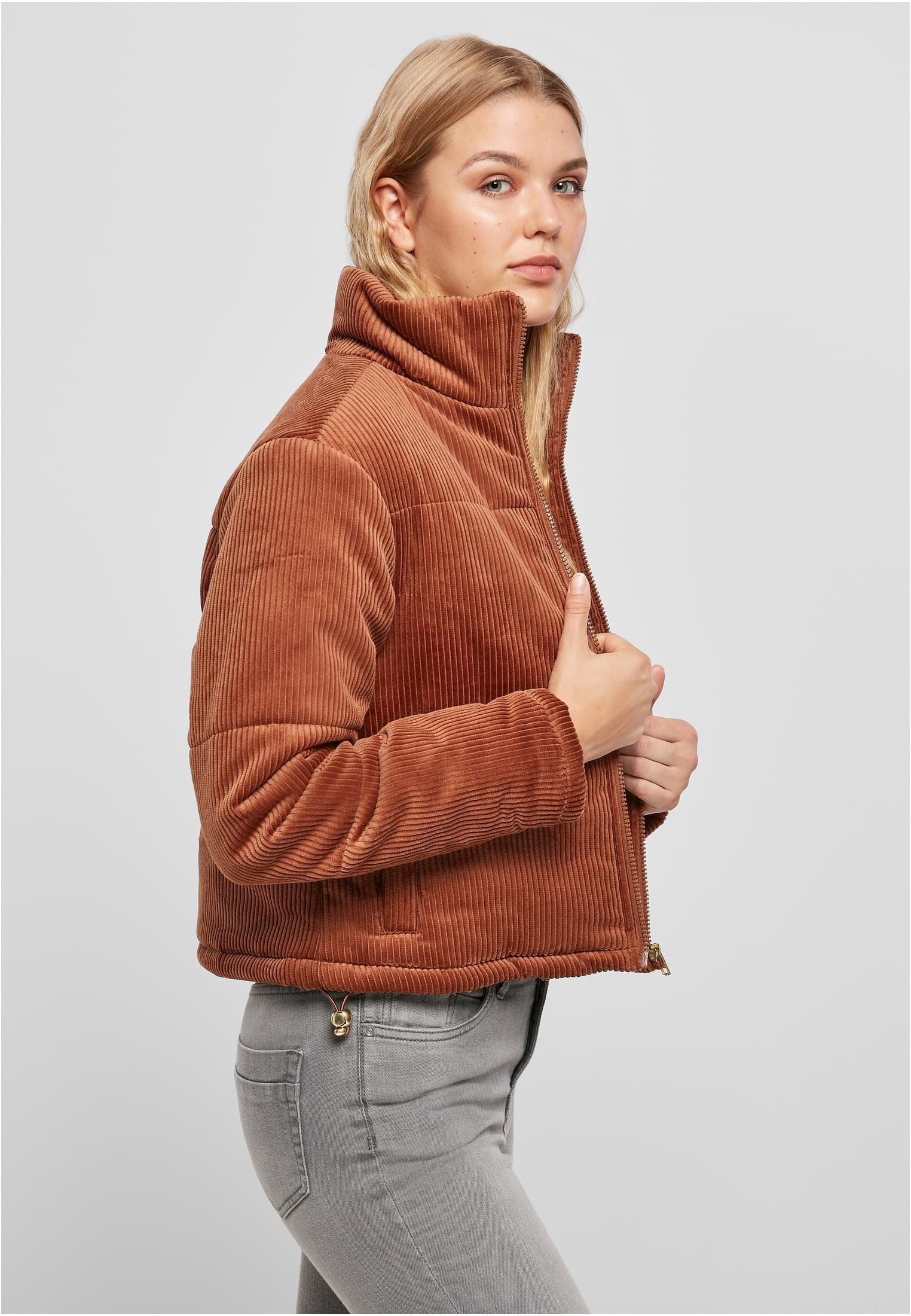 Ladies Corduroy Puffer Jacket | toffee