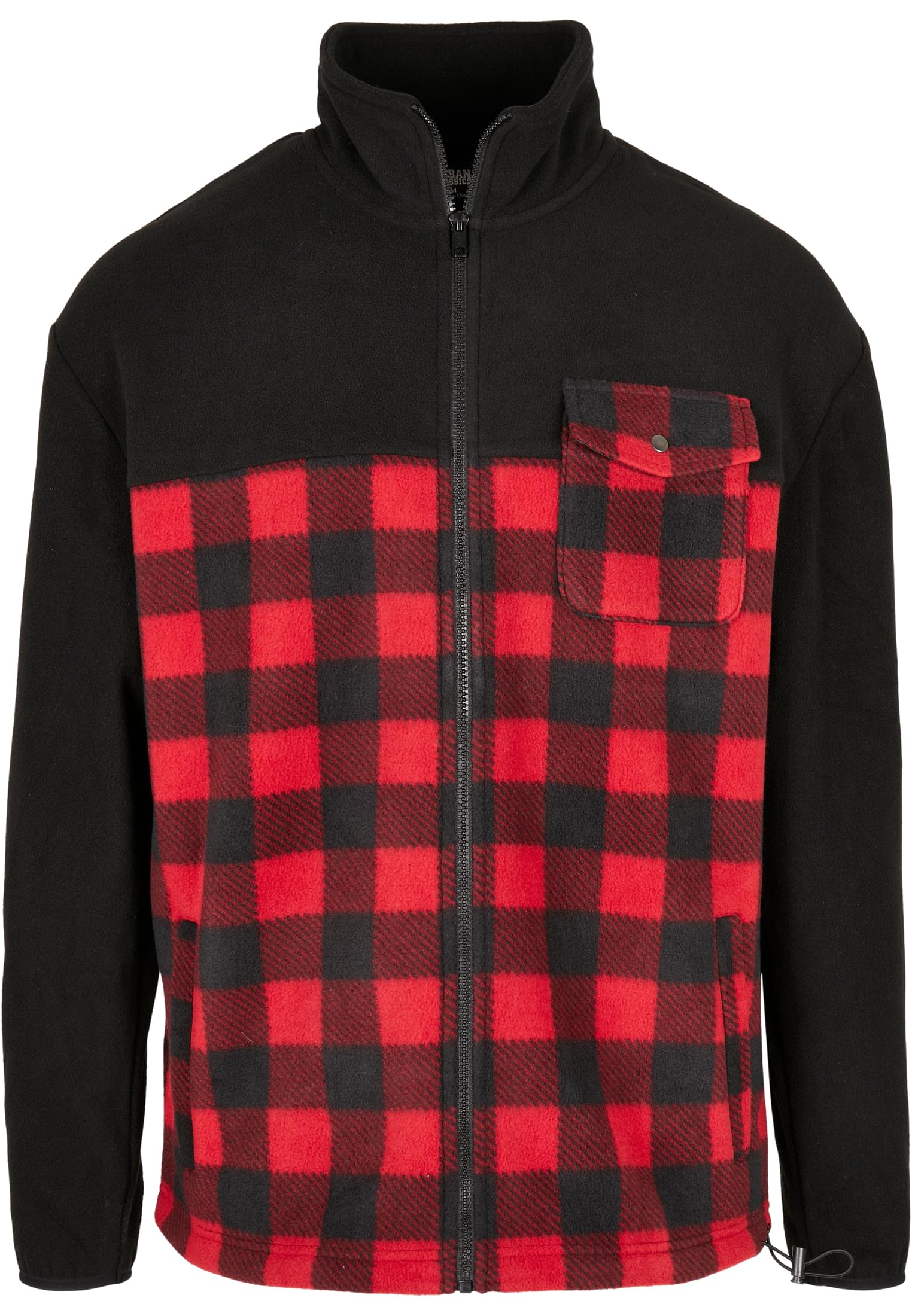 Patterned Polar Fleece Track Jacket | black/redcheck