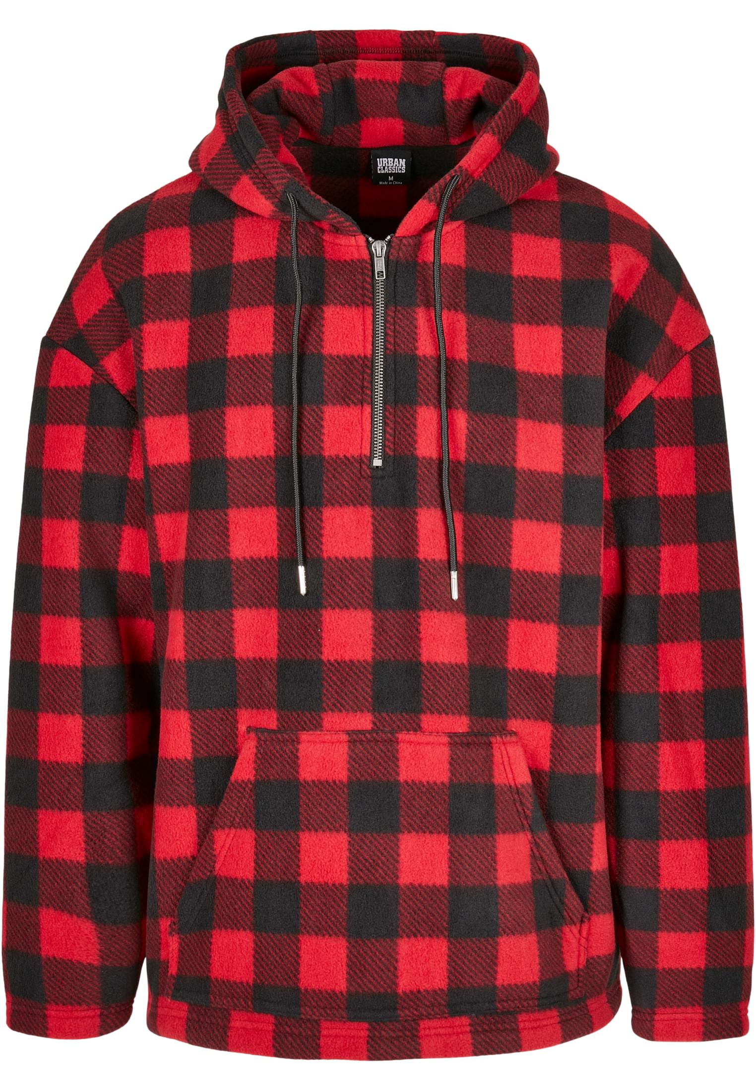 Patterned Polar Fleece Half Zip Hoody | redcheck