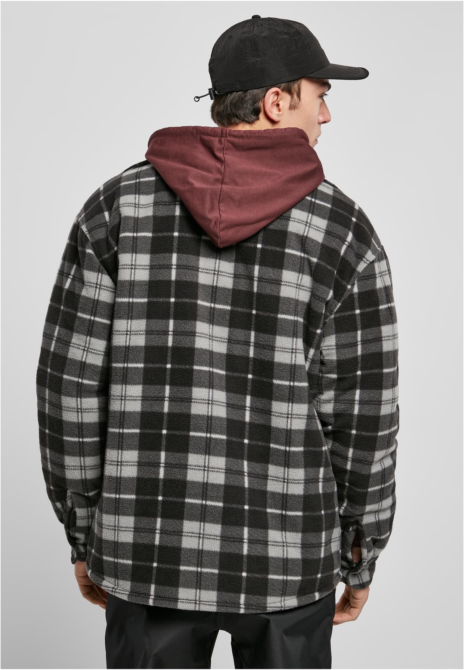 Plaid Teddy Lined Shirt Jacket | black/white