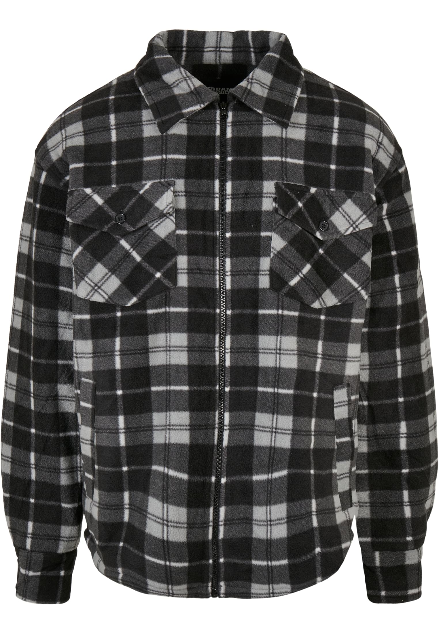 Plaid Teddy Lined Shirt Jacket | black/white