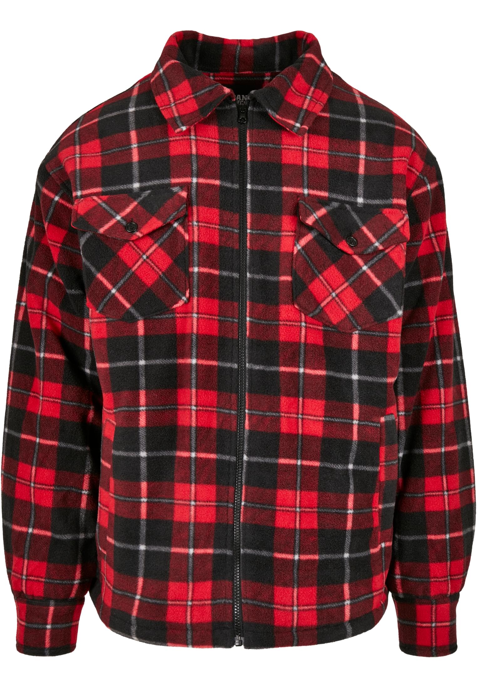 Plaid Teddy Lined Shirt Jacket | red/black