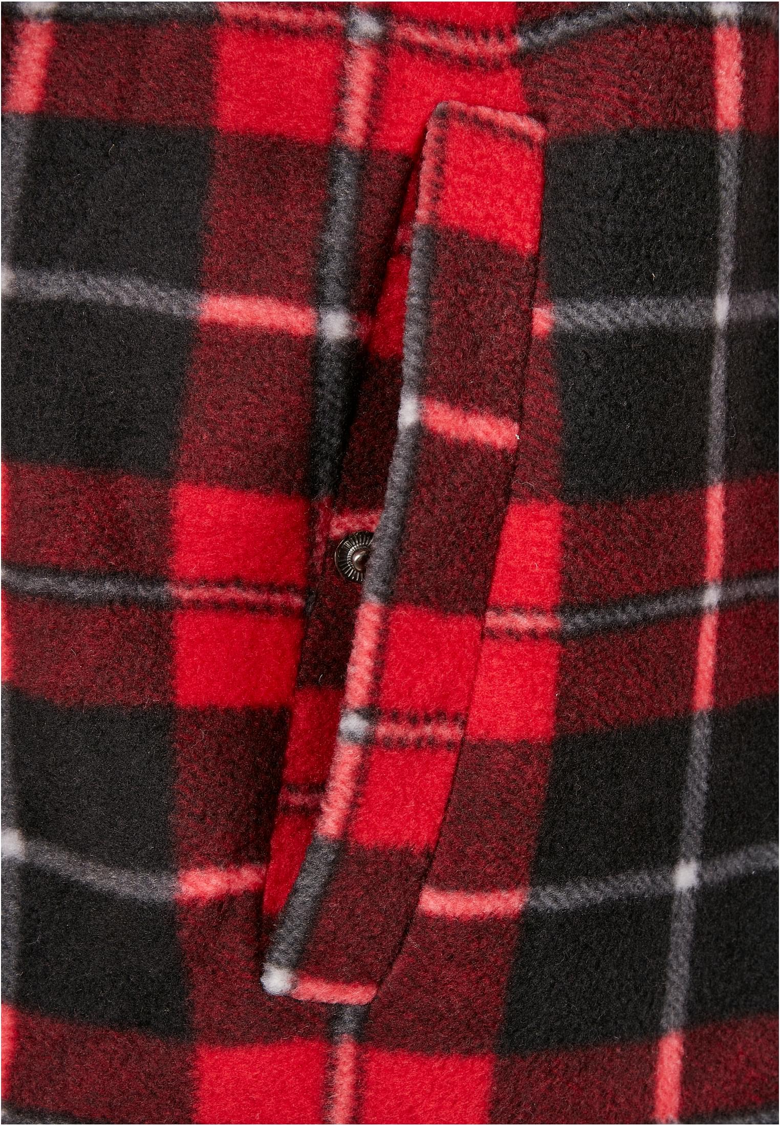 Plaid Teddy Lined Shirt Jacket | red/black