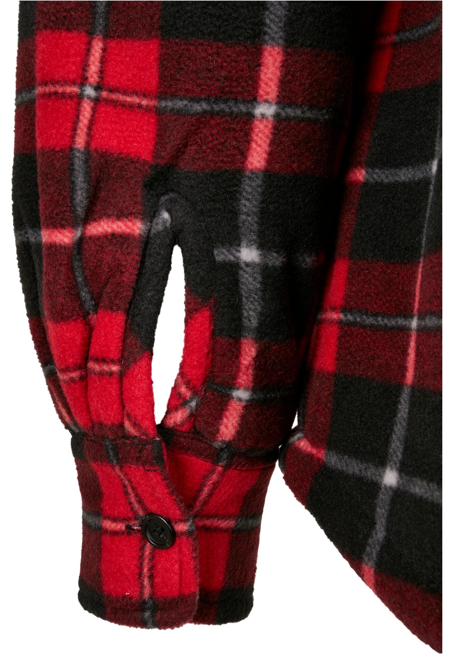 Plaid Teddy Lined Shirt Jacket | red/black