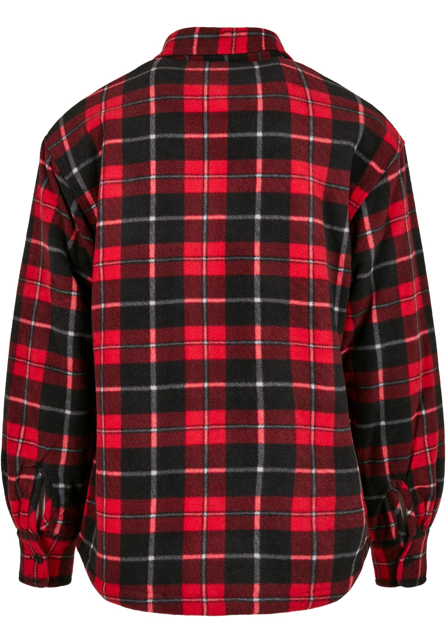 Plaid Teddy Lined Shirt Jacket | red/black