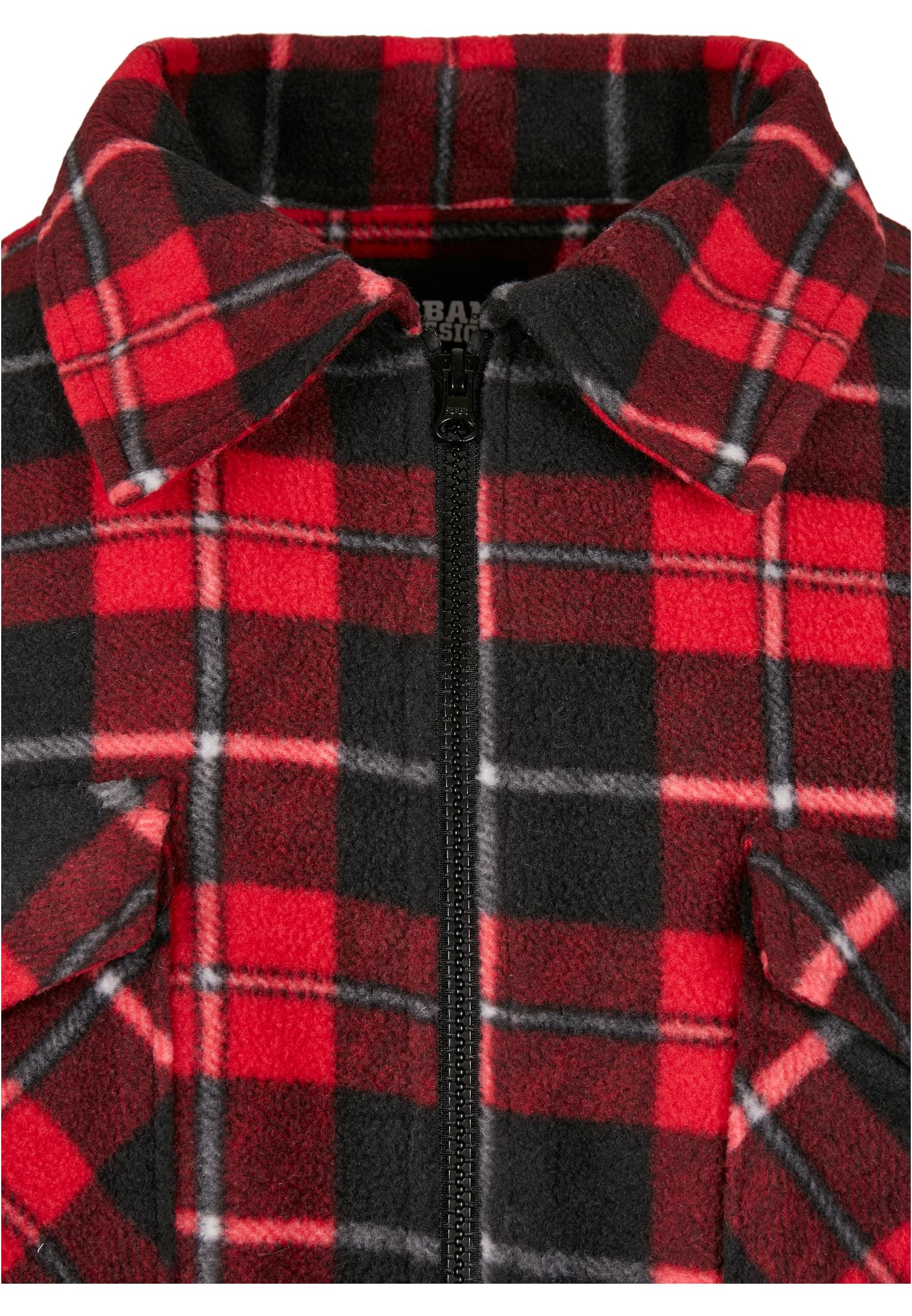 Plaid Teddy Lined Shirt Jacket | red/black