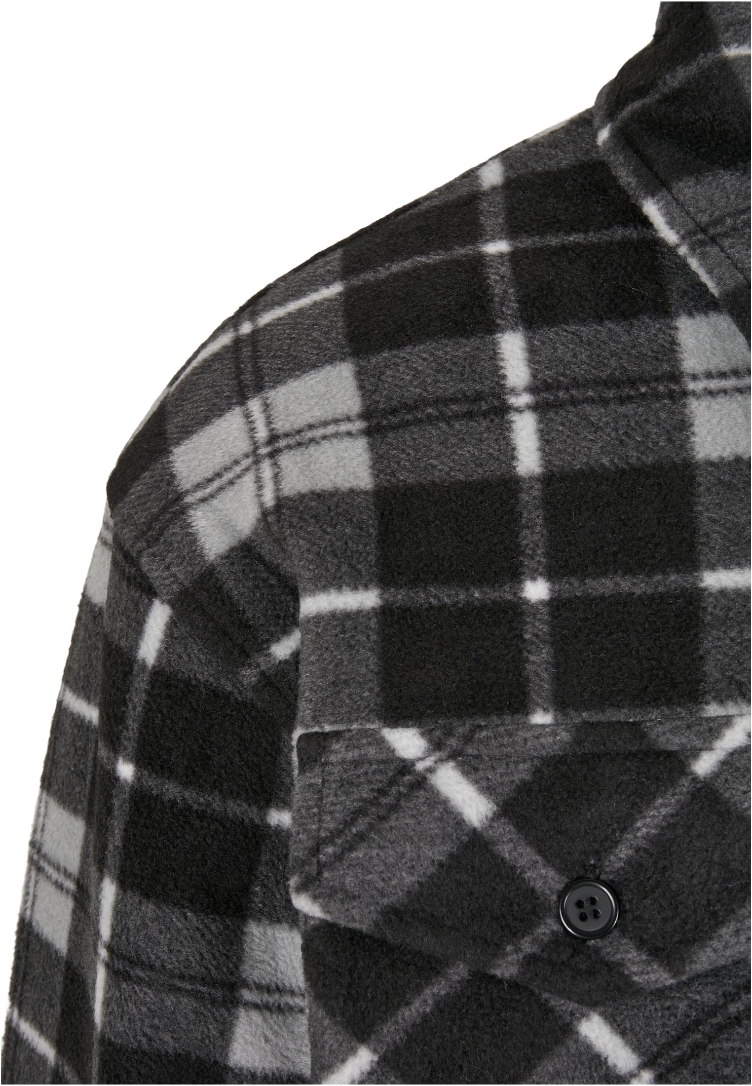 Plaid Teddy Lined Shirt Jacket | black/white