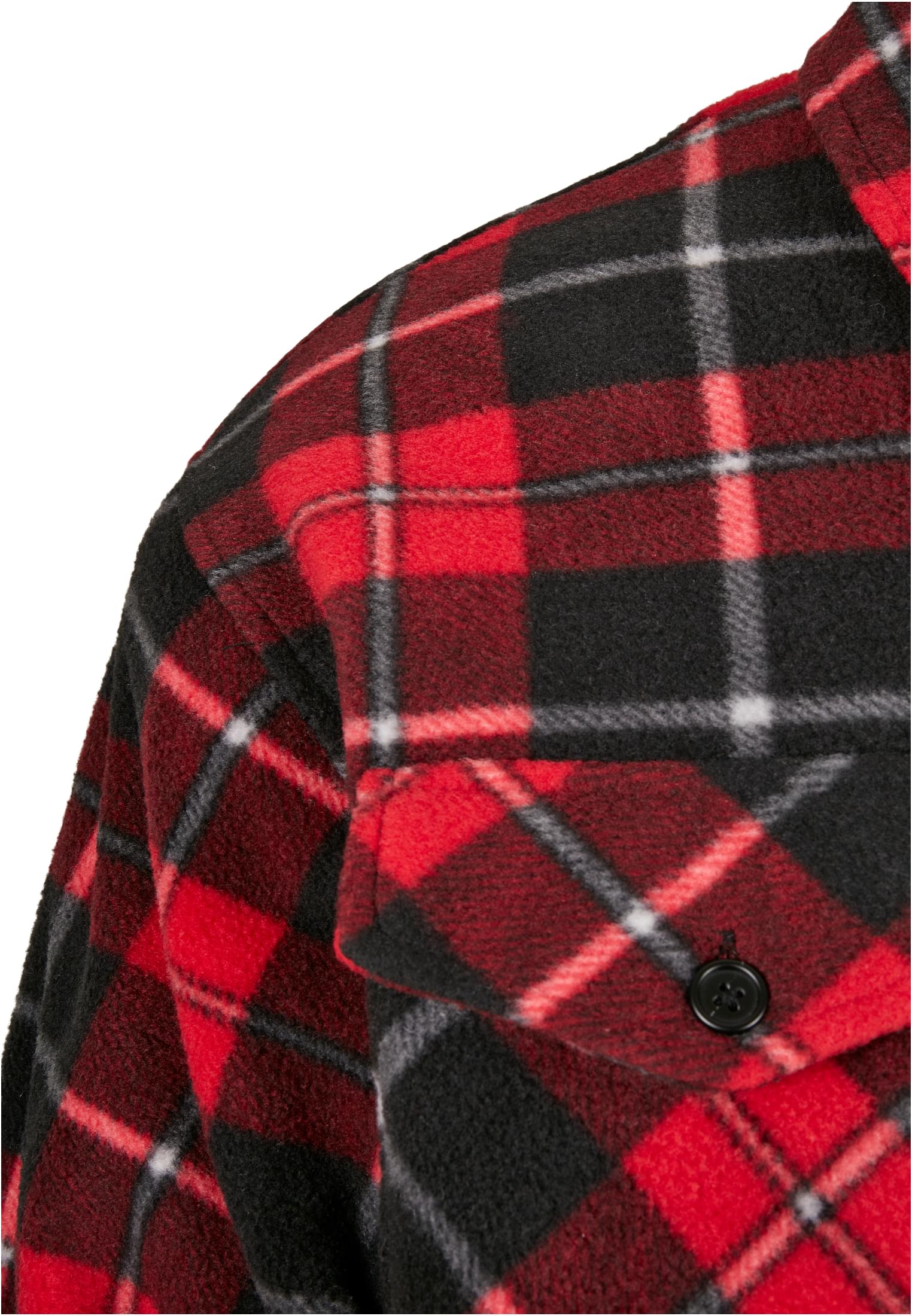 Plaid Teddy Lined Shirt Jacket | red/black