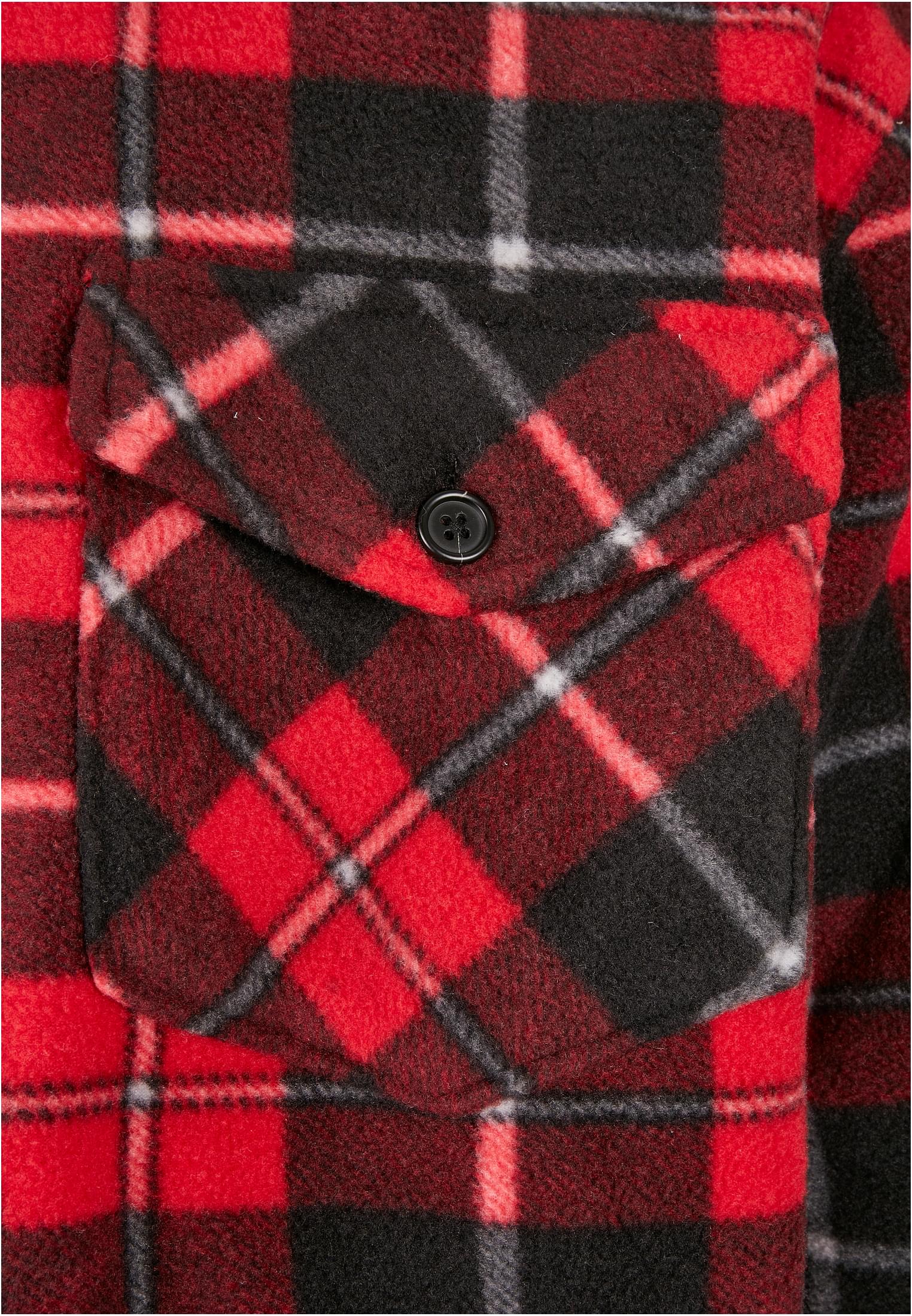 Plaid Teddy Lined Shirt Jacket | red/black