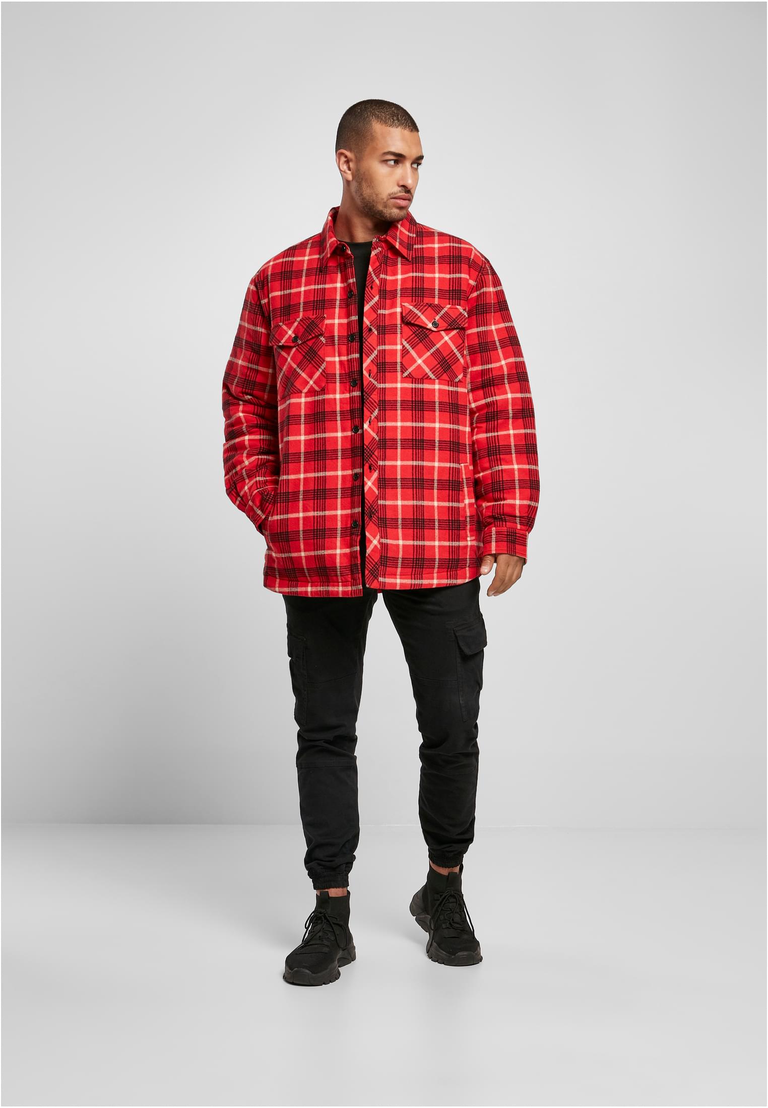 Plaid Quilted Shirt Jacket | red/black