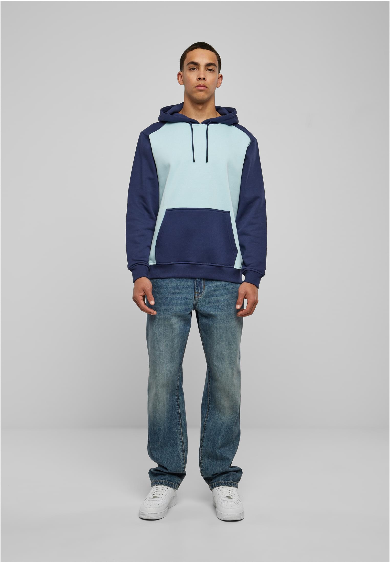 2-Tone Fake Raglan Hoody | ocean blue/darkblue