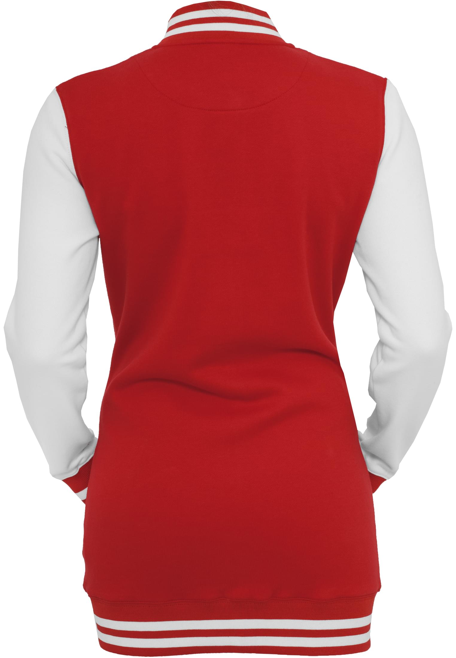 Ladies Long 2-tone College Sweatjacket | red/wht