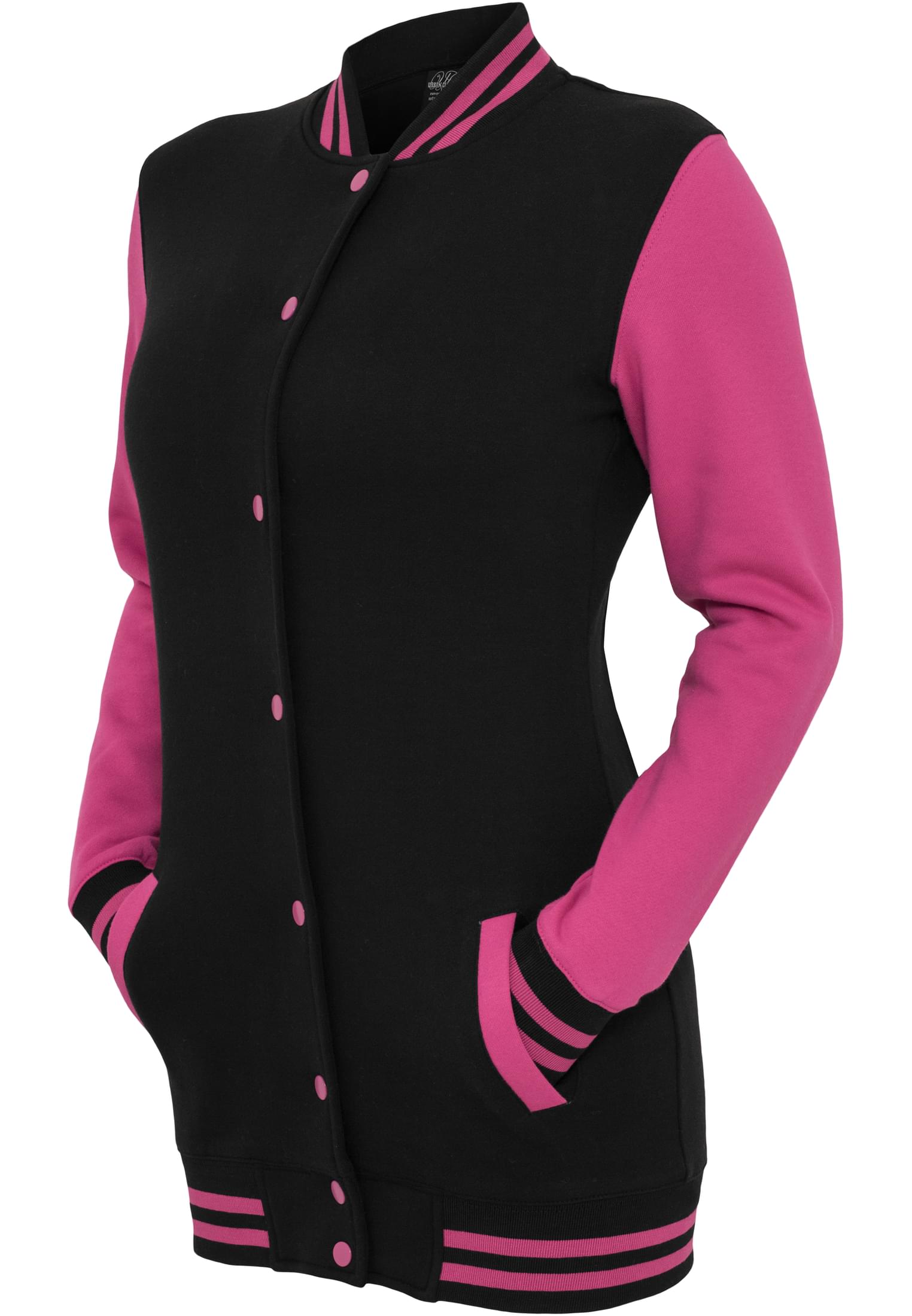 Ladies Long 2-tone College Sweatjacket | blk/fuc