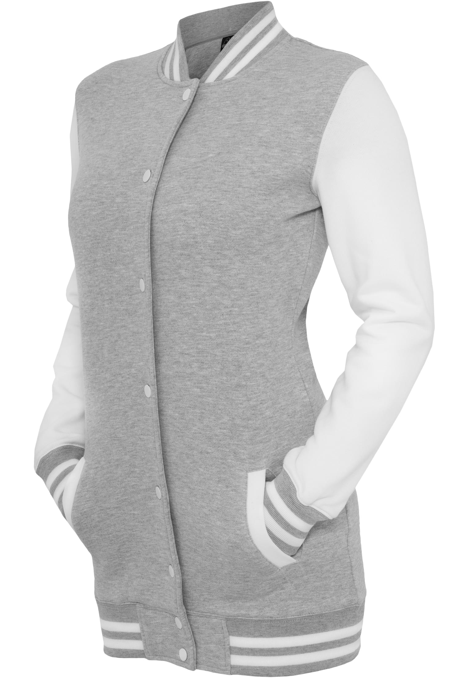 Ladies Long 2-tone College Sweatjacket | gry/wht