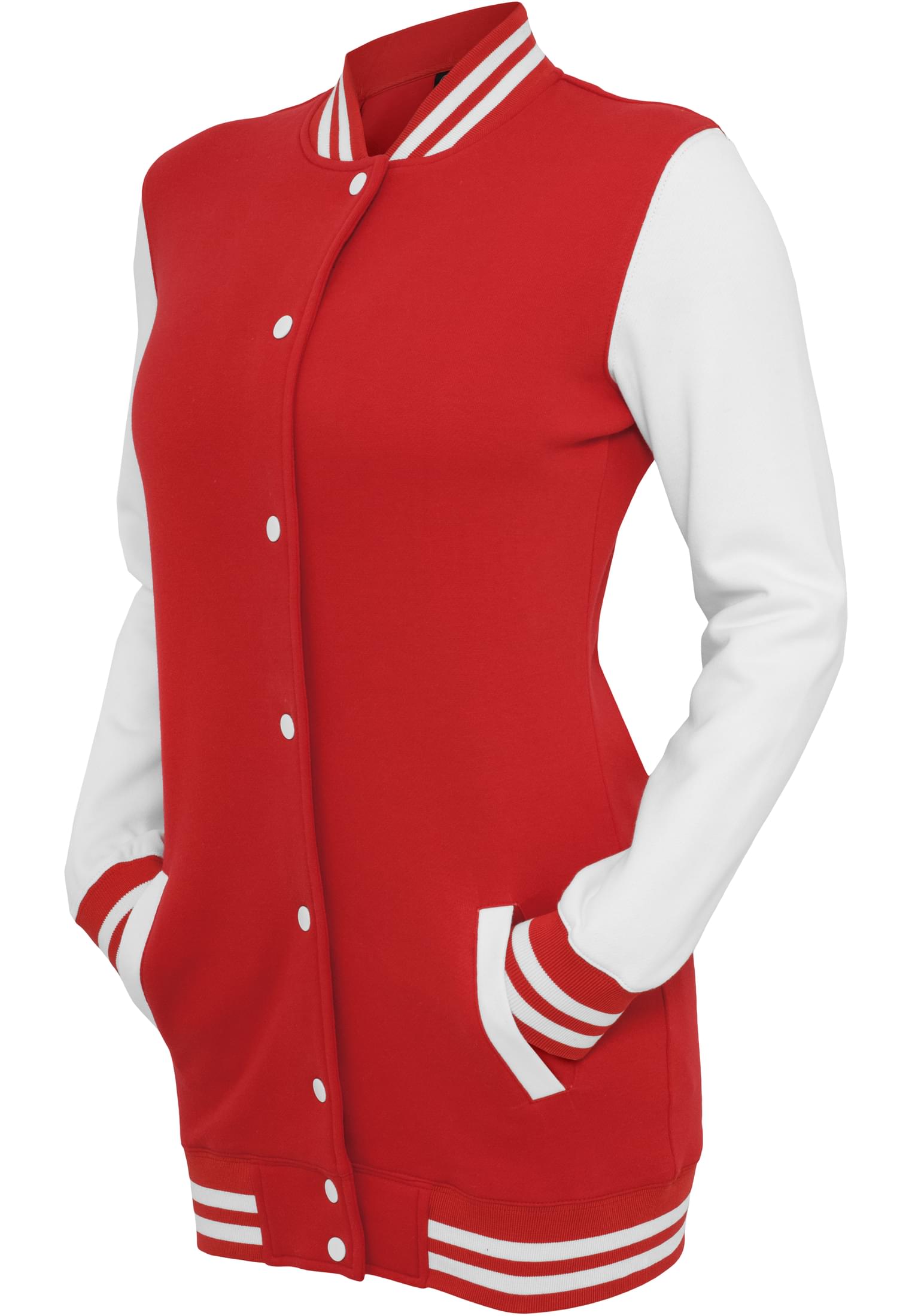 Ladies Long 2-tone College Sweatjacket | red/wht