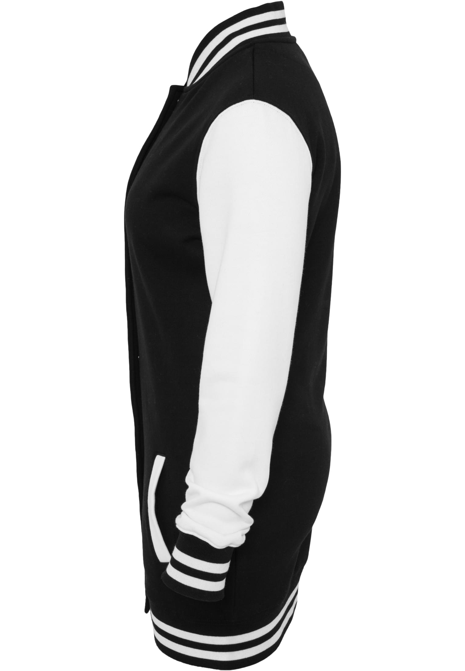 Ladies Long 2-tone College Sweatjacket | blk/wht