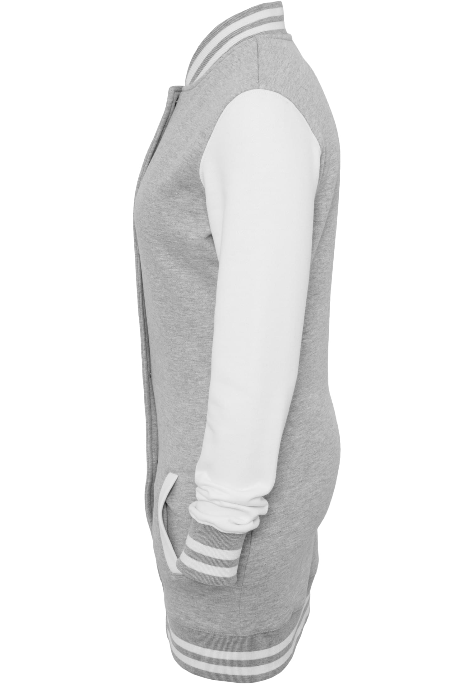 Ladies Long 2-tone College Sweatjacket | gry/wht