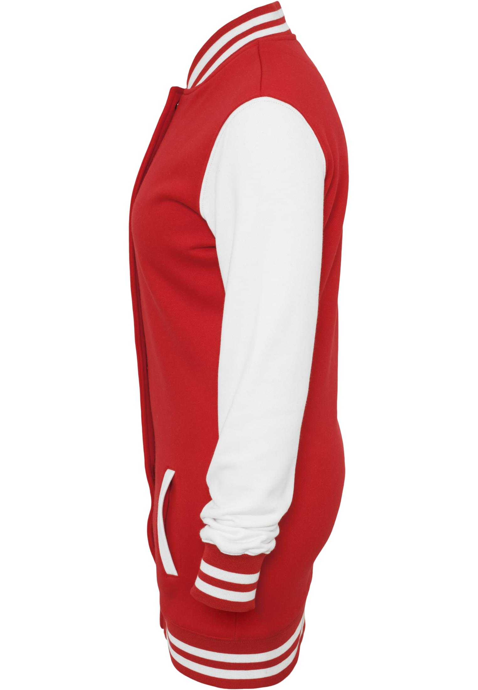 Ladies Long 2-tone College Sweatjacket | red/wht