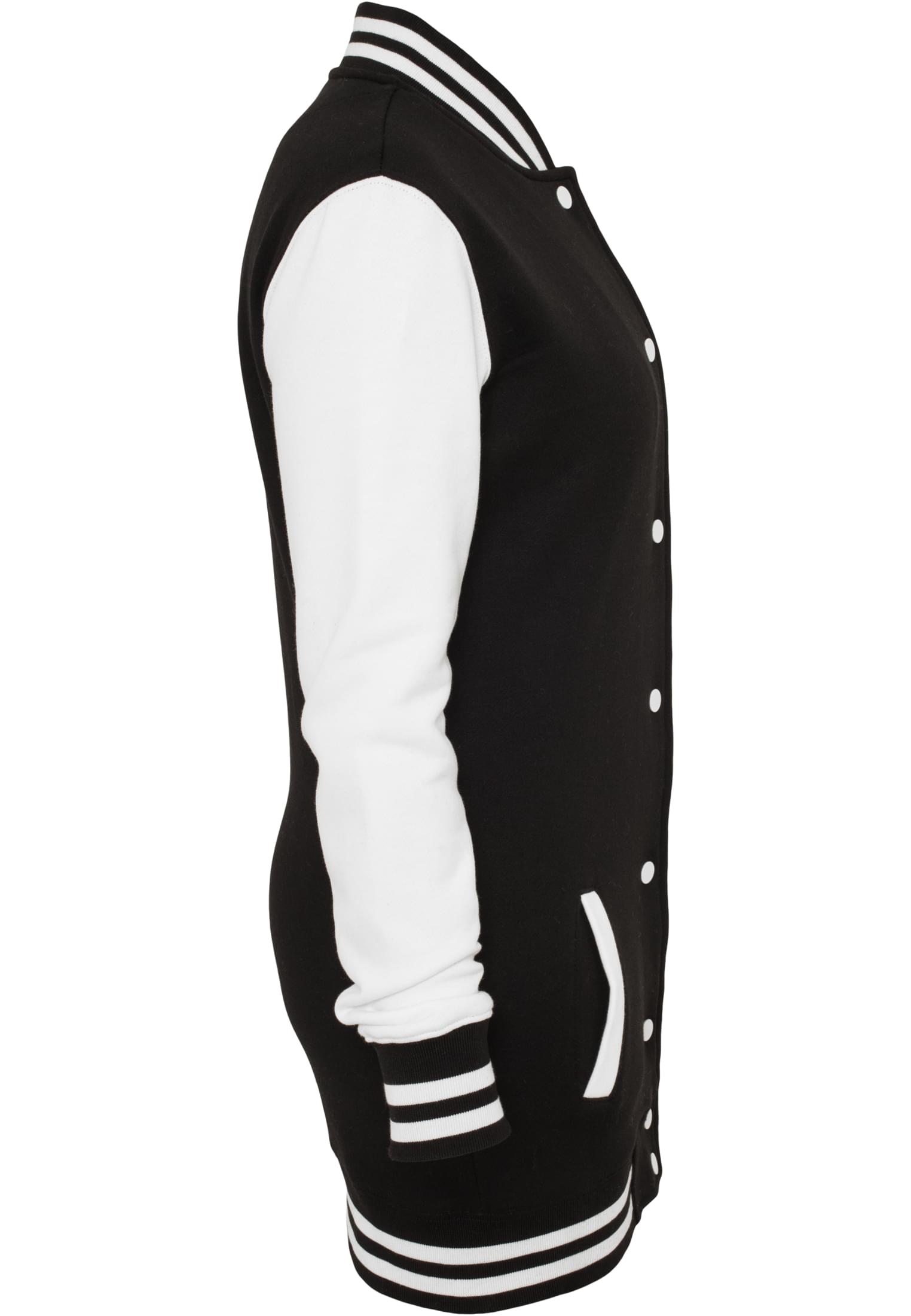 Ladies Long 2-tone College Sweatjacket | blk/wht