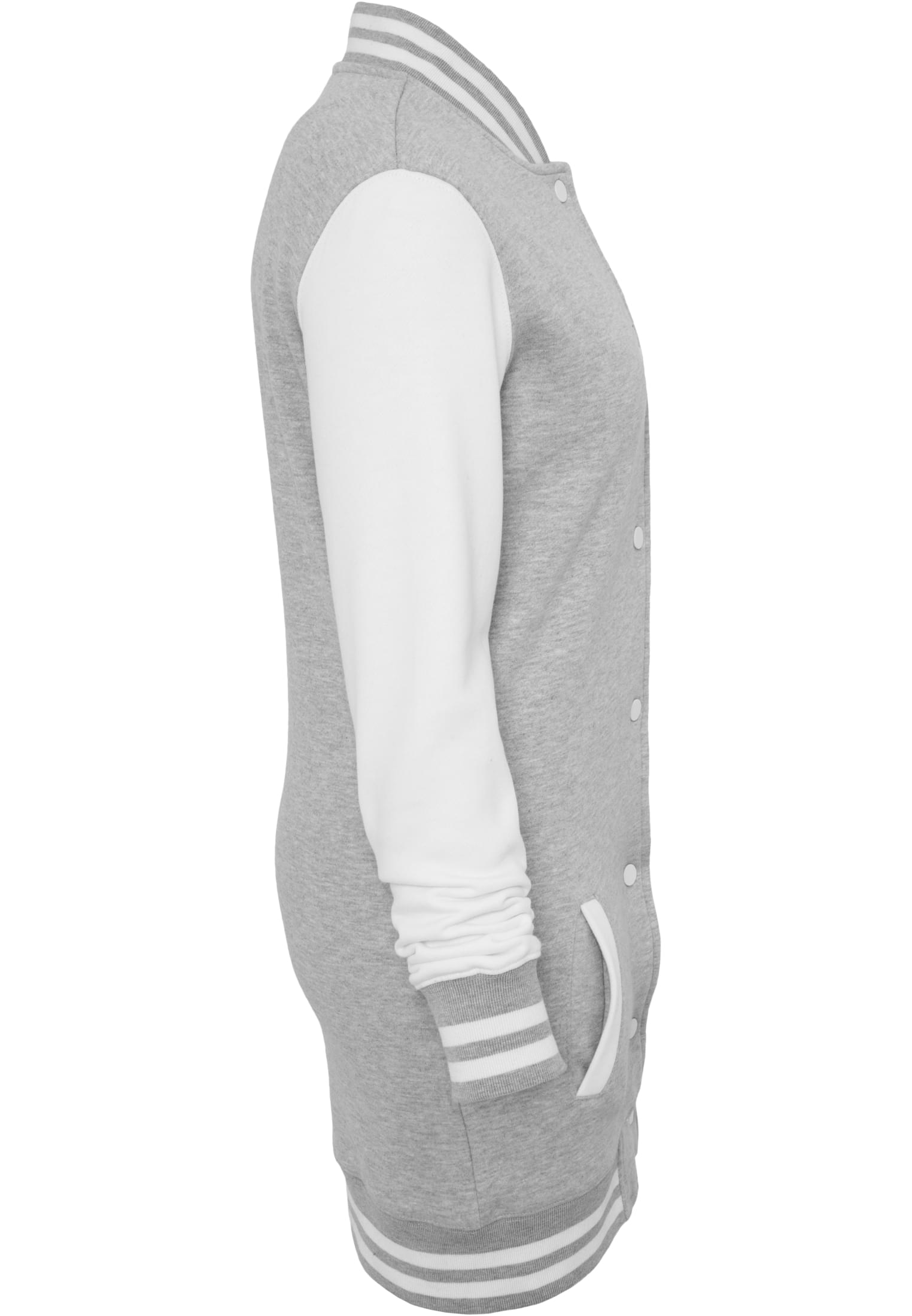 Ladies Long 2-tone College Sweatjacket | gry/wht