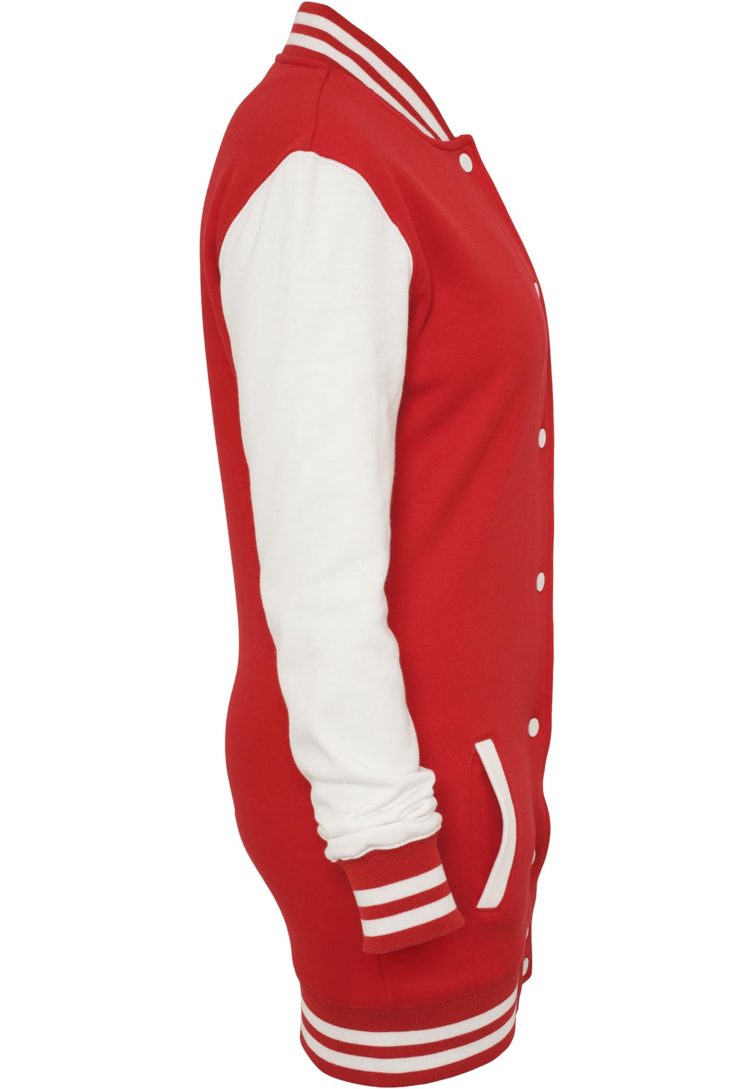 Ladies Long 2-tone College Sweatjacket | red/wht