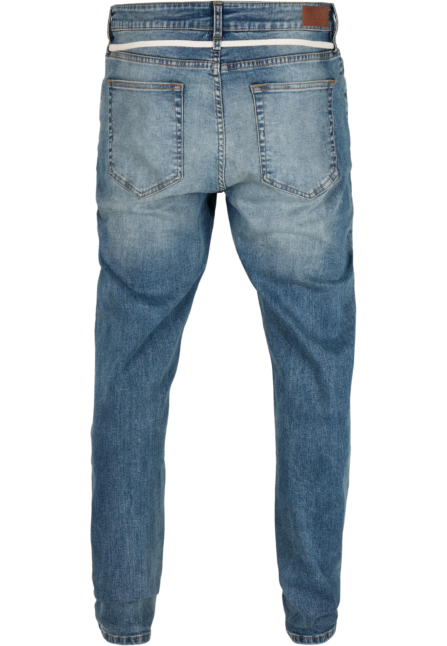 Slim Fit Drawstring Jeans | mid heavy destroyed washed