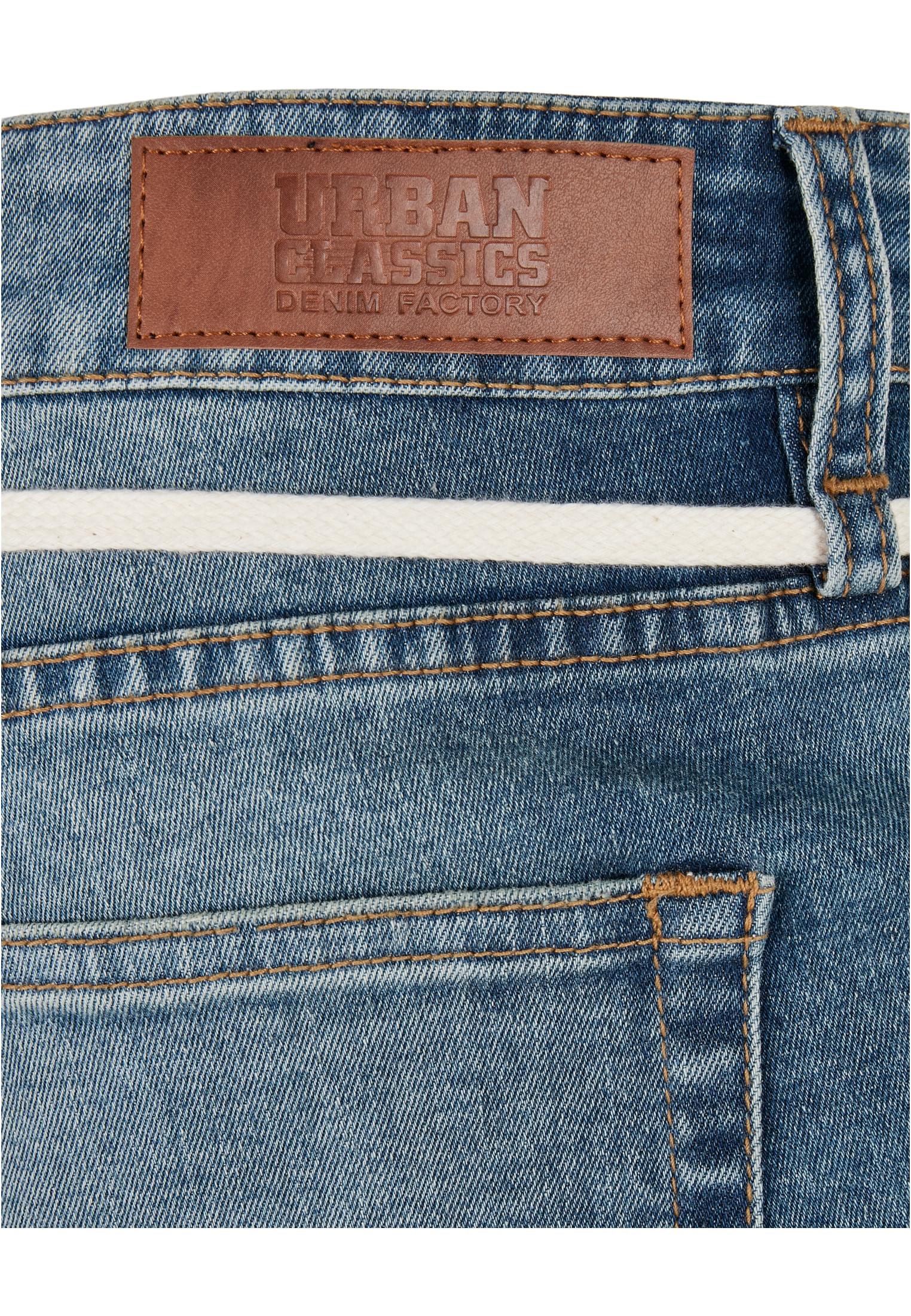 Slim Fit Drawstring Jeans | mid heavy destroyed washed