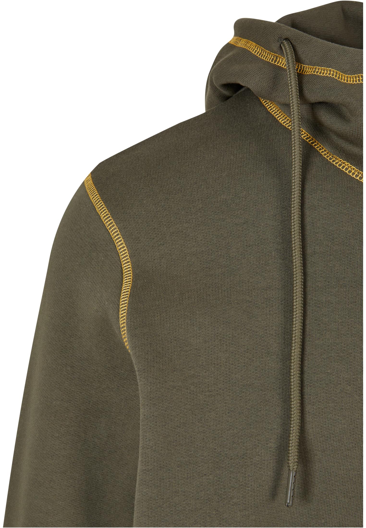 Organic Contrast Flatlock Stitched Zip Hoody | olive/yellow