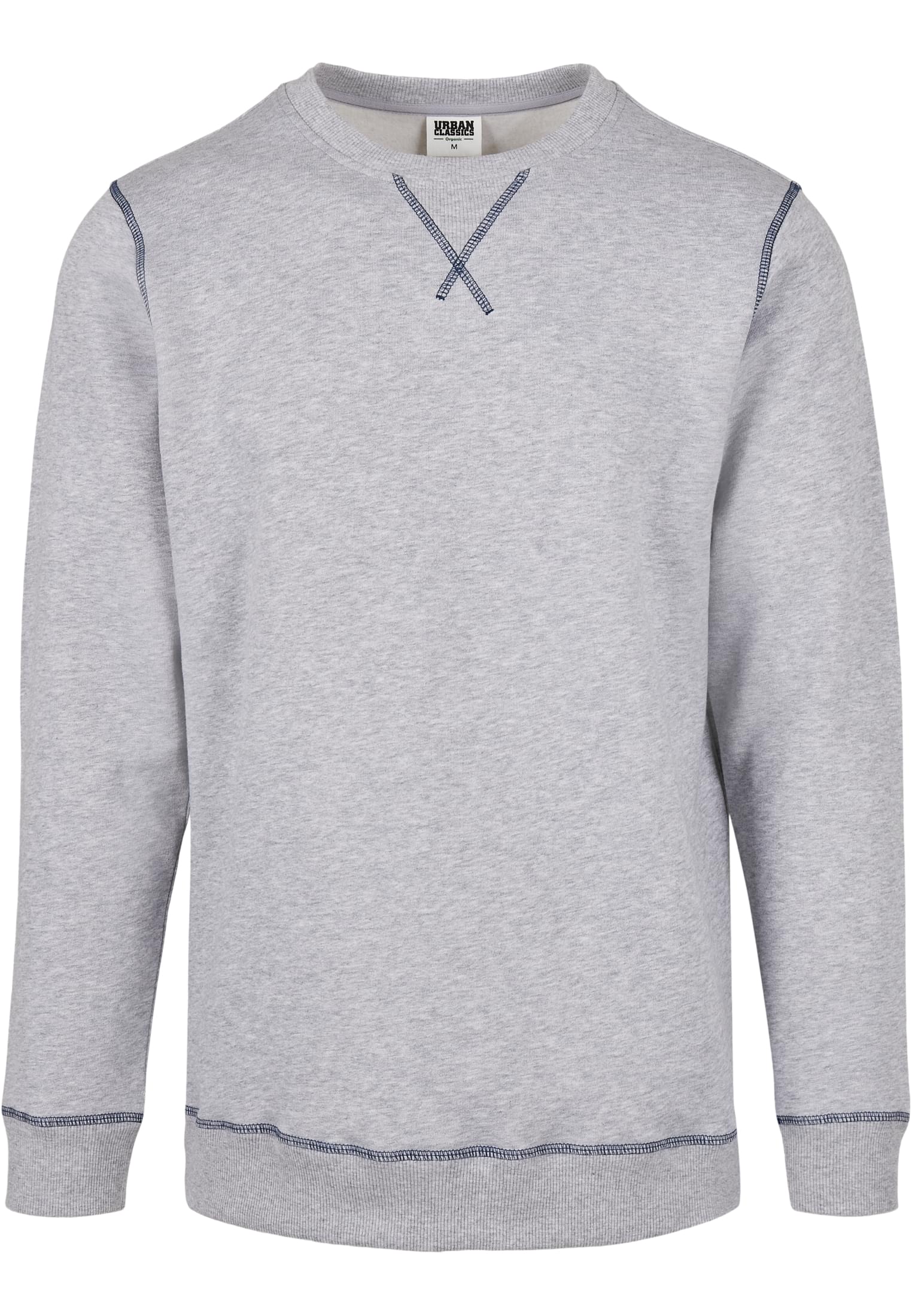 Organic Contrast Flatlock Stitched Crew | grey/darkblue