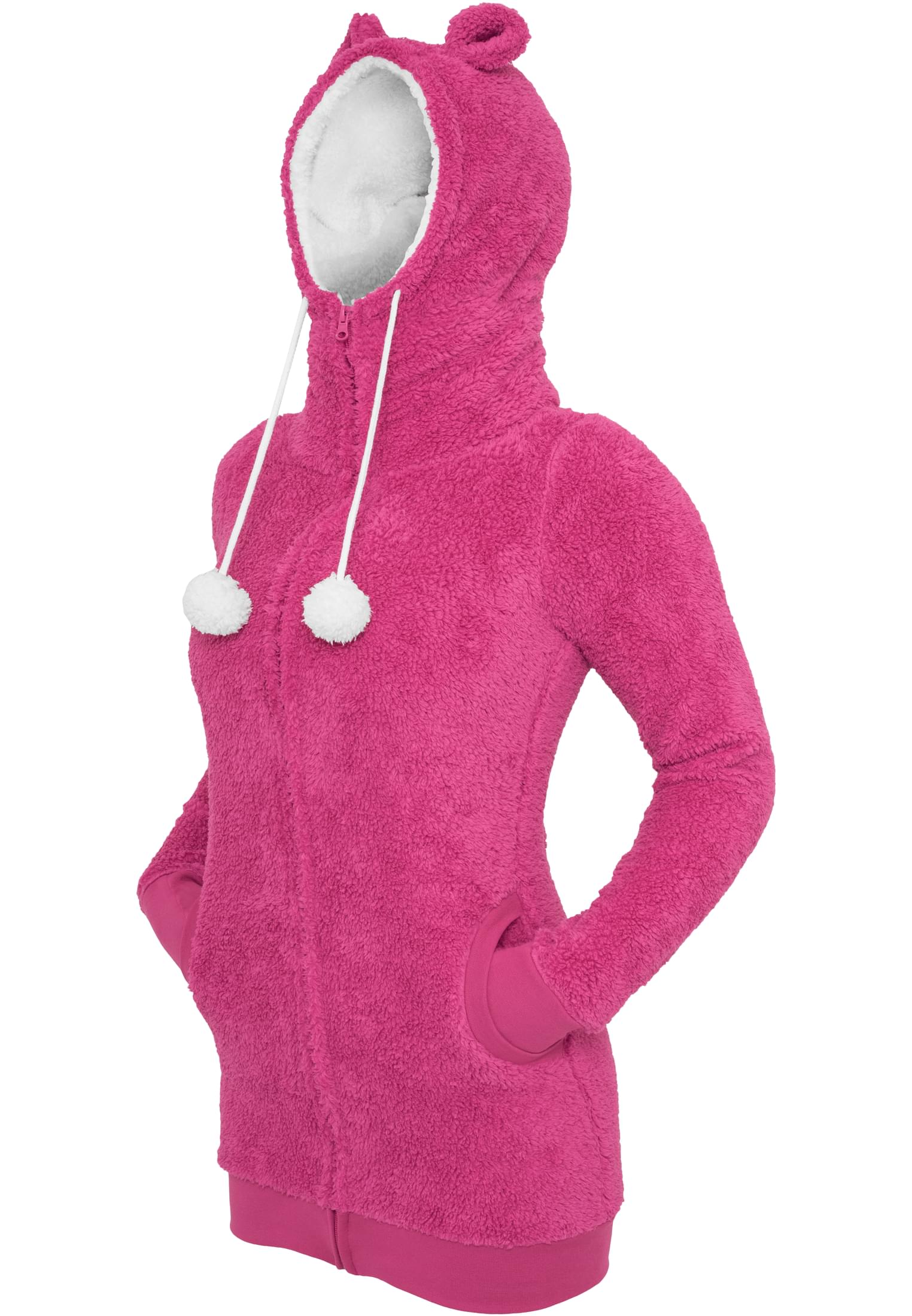 Ladies Long Teddy Zip Hoody | fuc/wht