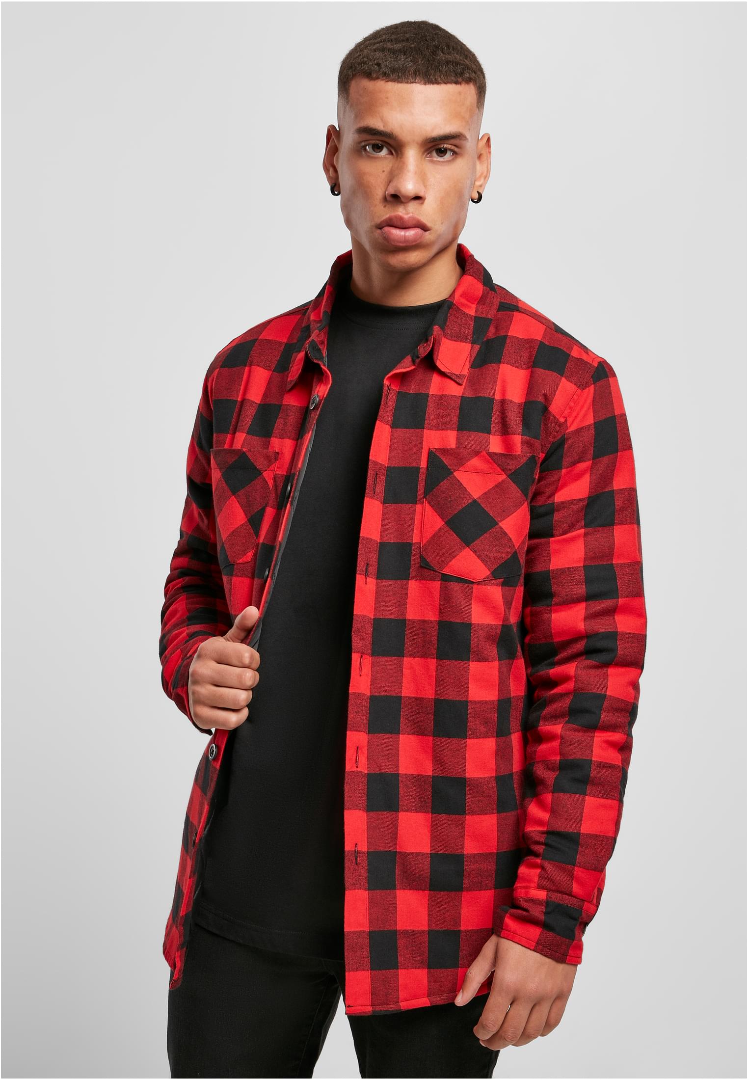 Padded Check Flannel Shirt | black/red