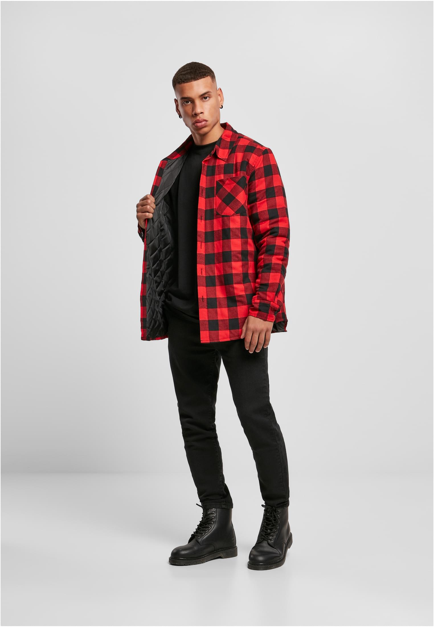 Padded Check Flannel Shirt | black/red