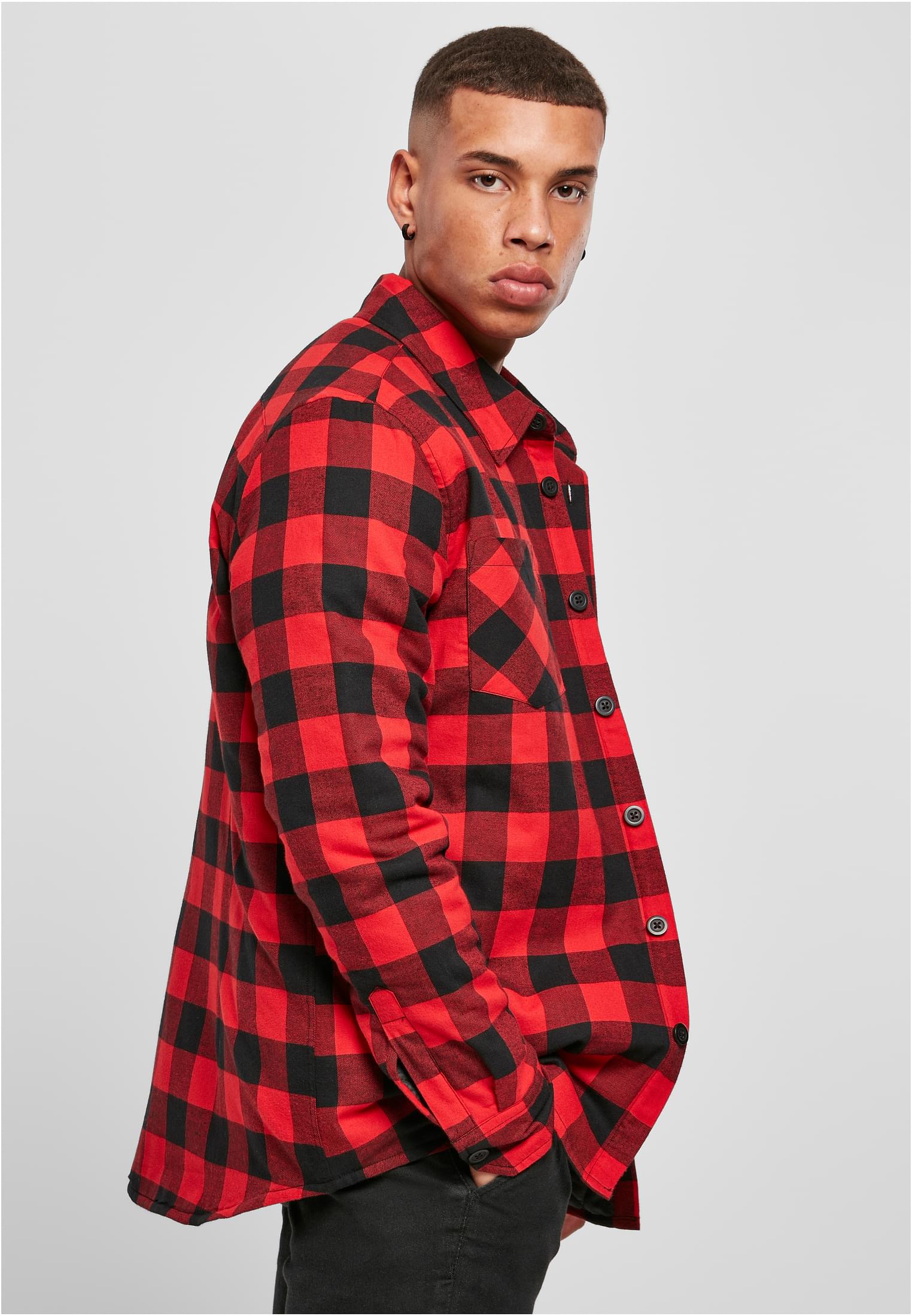 Padded Check Flannel Shirt | black/red