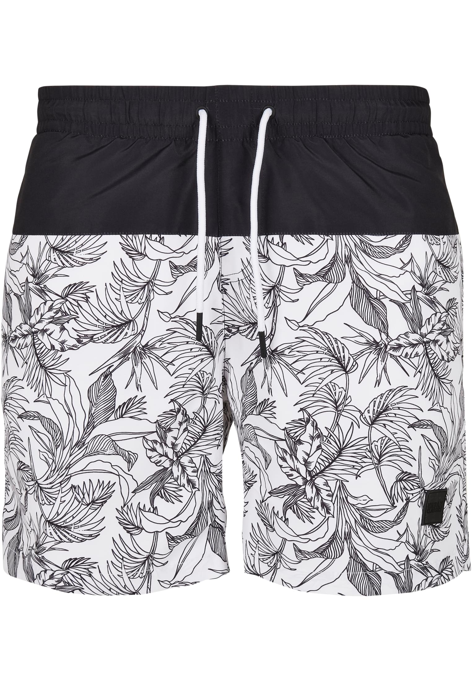 Low Block Pattern Swim Shorts | jungle pattern/black