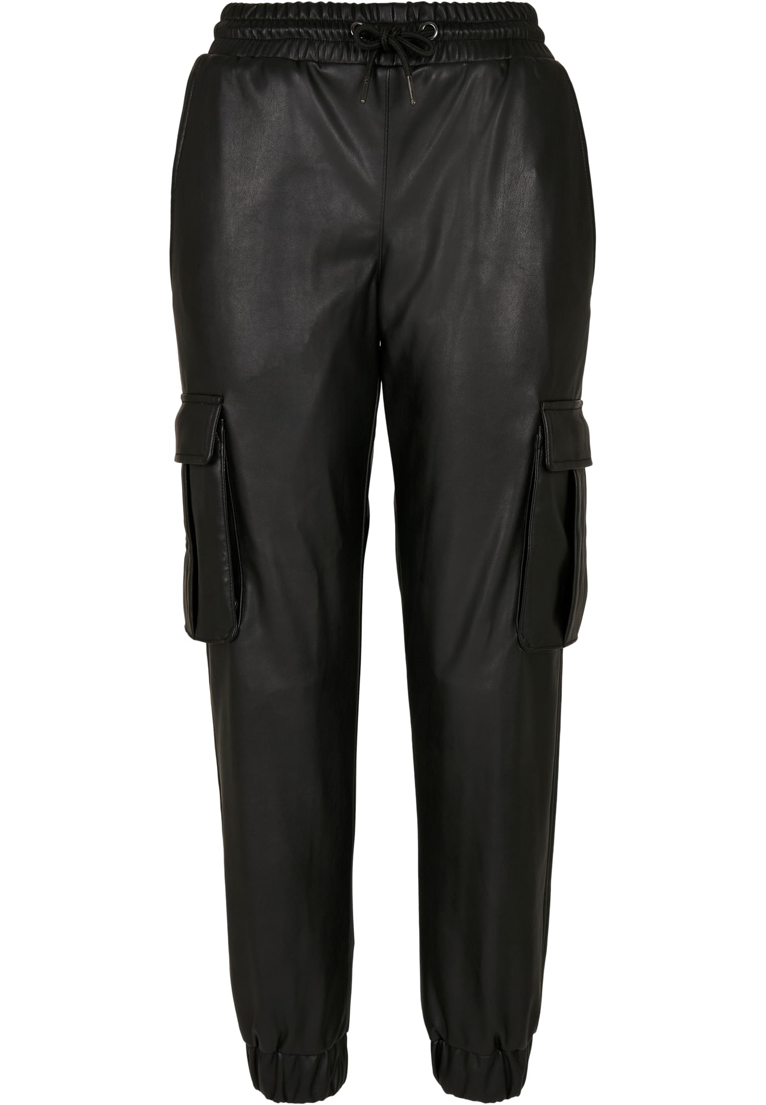 Ladies Faux Leather Cargo Pants | black