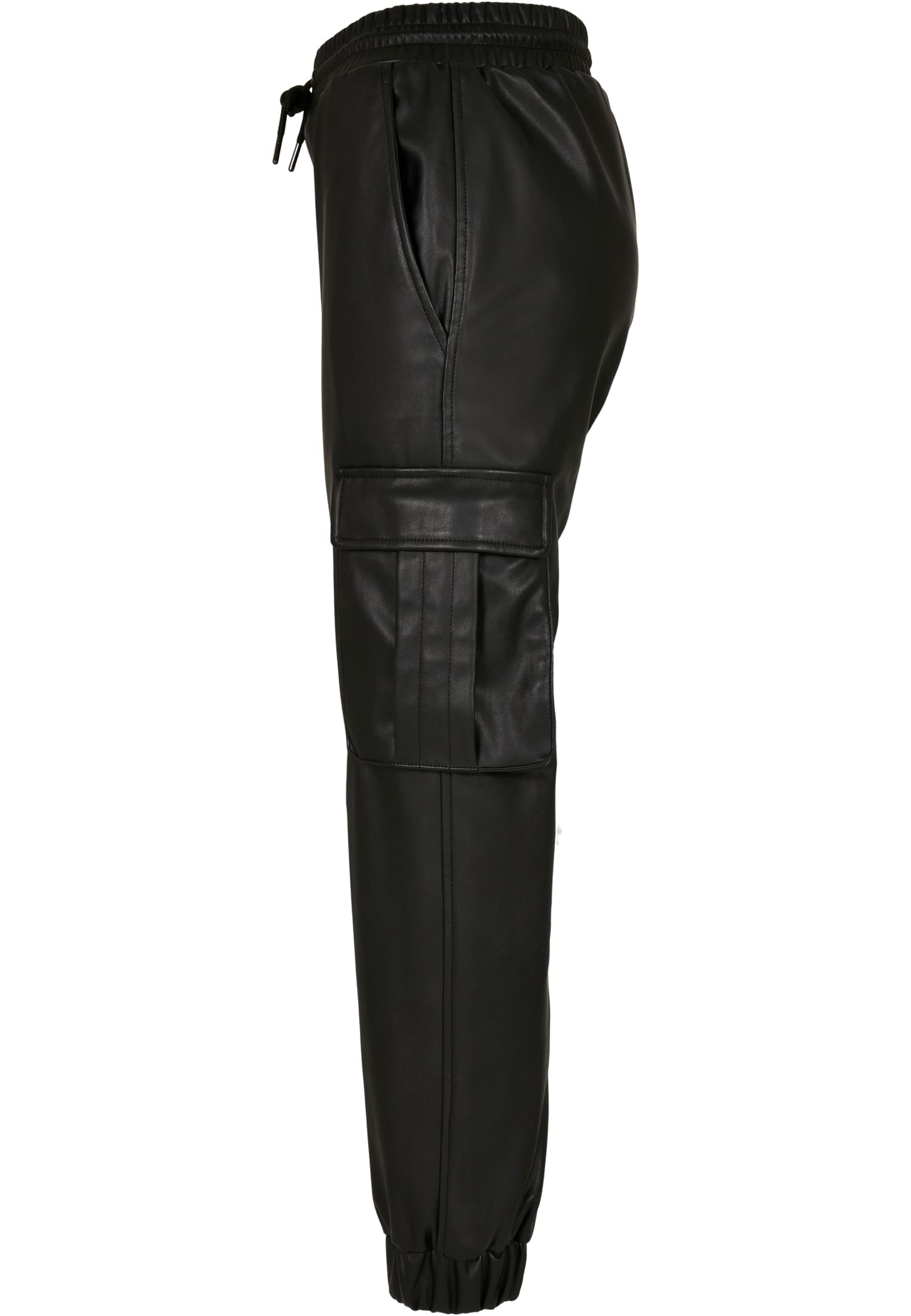 Ladies Faux Leather Cargo Pants | black