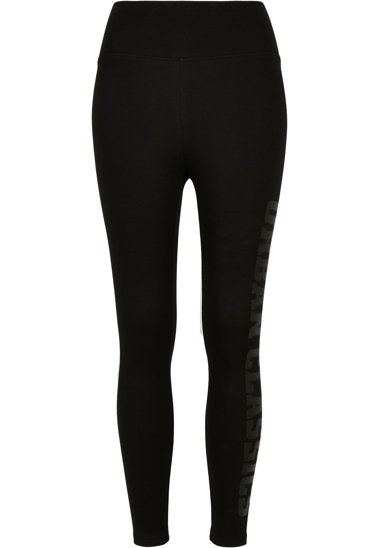 Ladies High Waist Branded Leggings | black/black