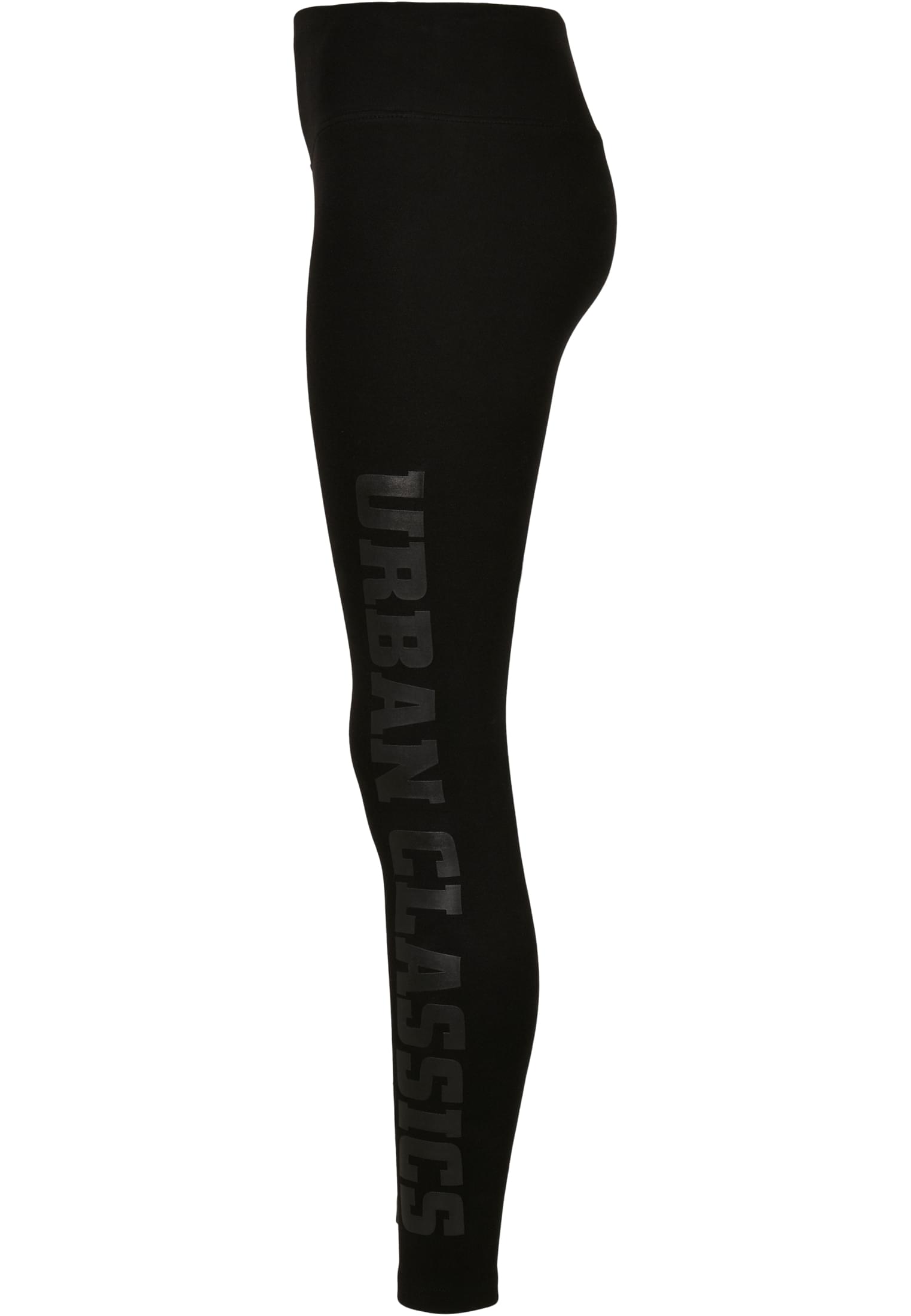 Ladies High Waist Branded Leggings | black/black