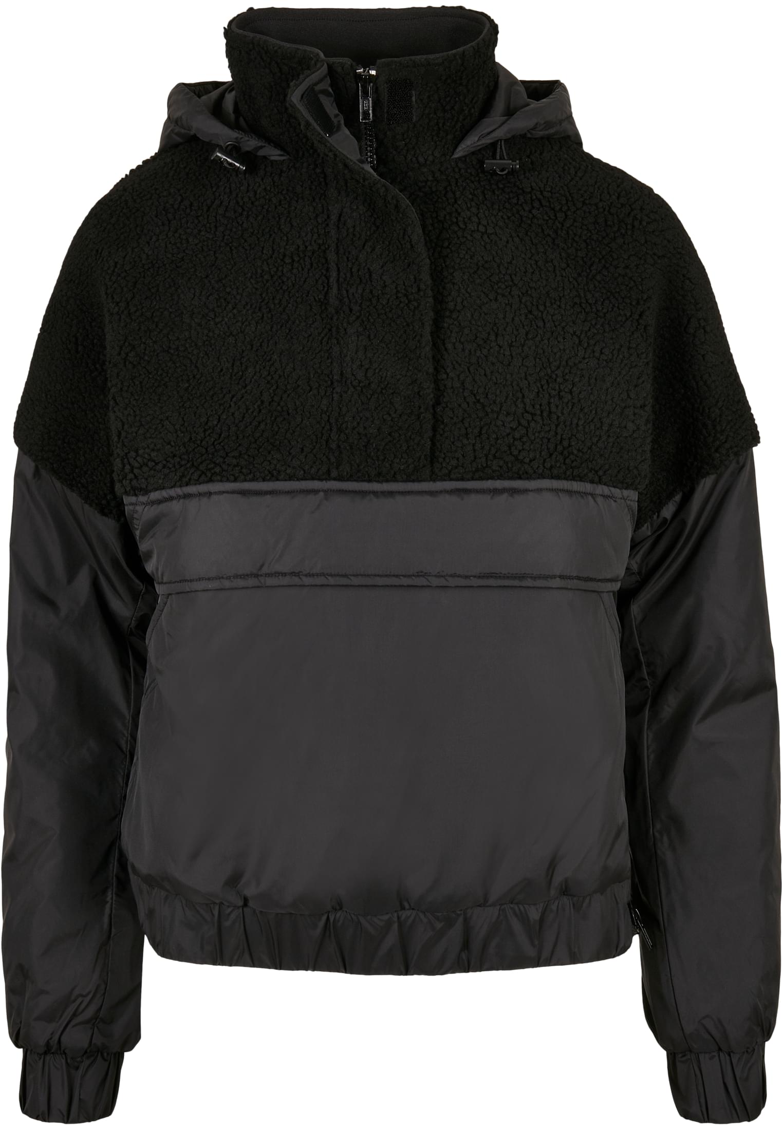 Ladies Sherpa Mix Pull Over Jacket | black/black