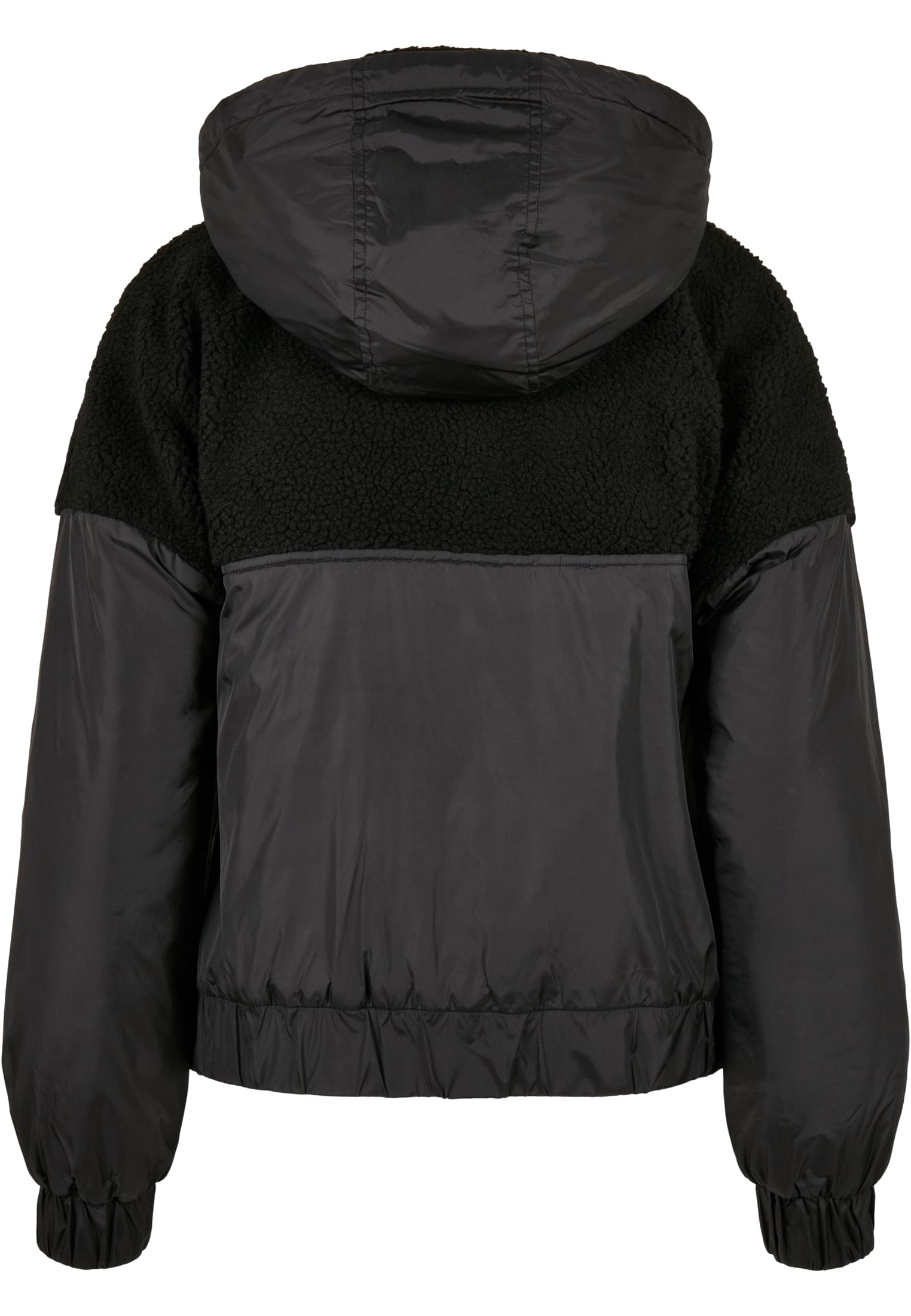 Ladies Sherpa Mix Pull Over Jacket | black/black