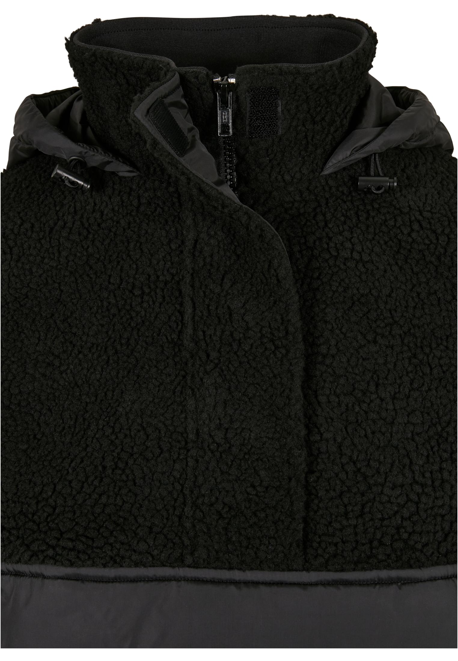 Ladies Sherpa Mix Pull Over Jacket | black/black