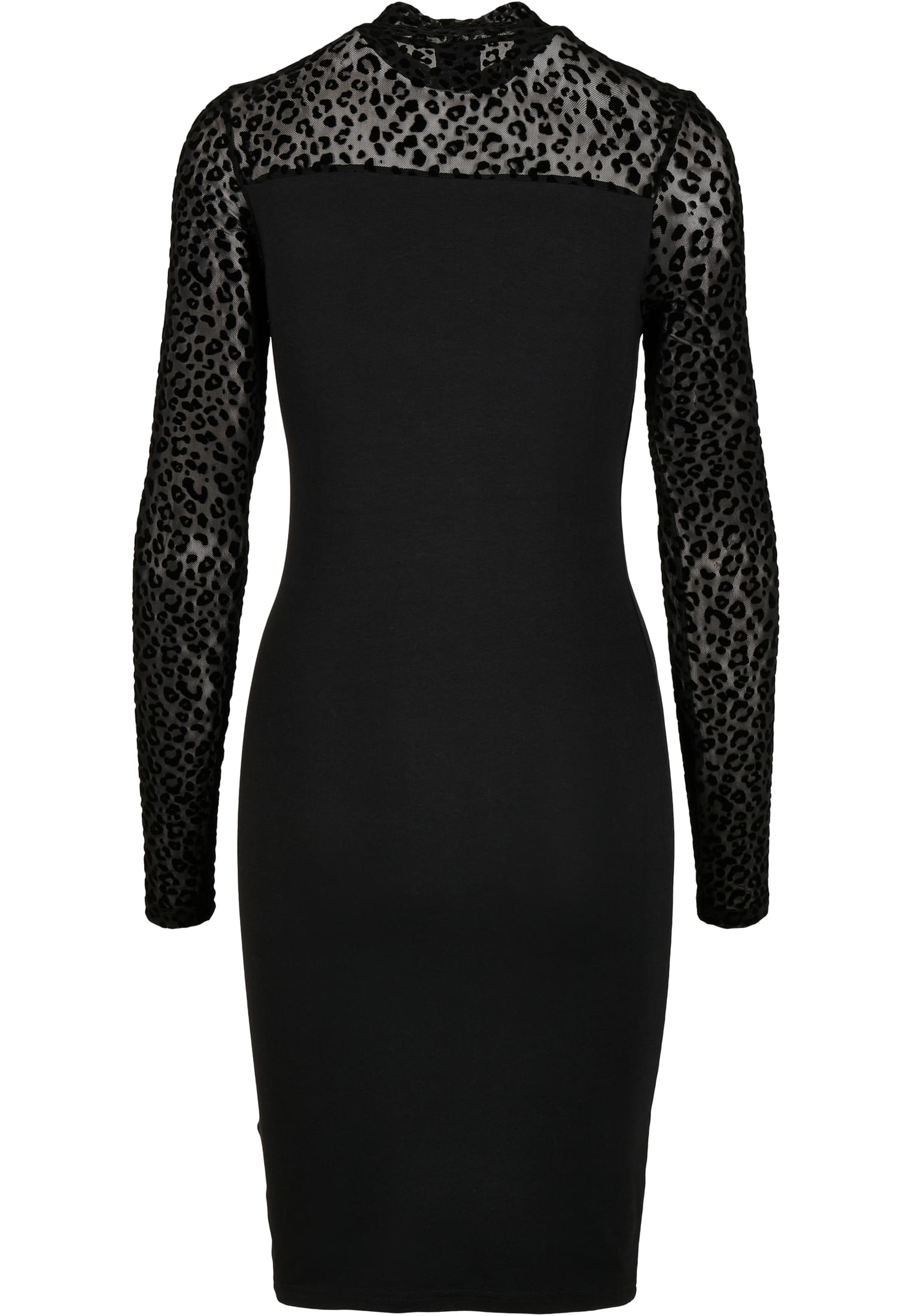 Ladies Flock Lace Turtle Neck Dress | black