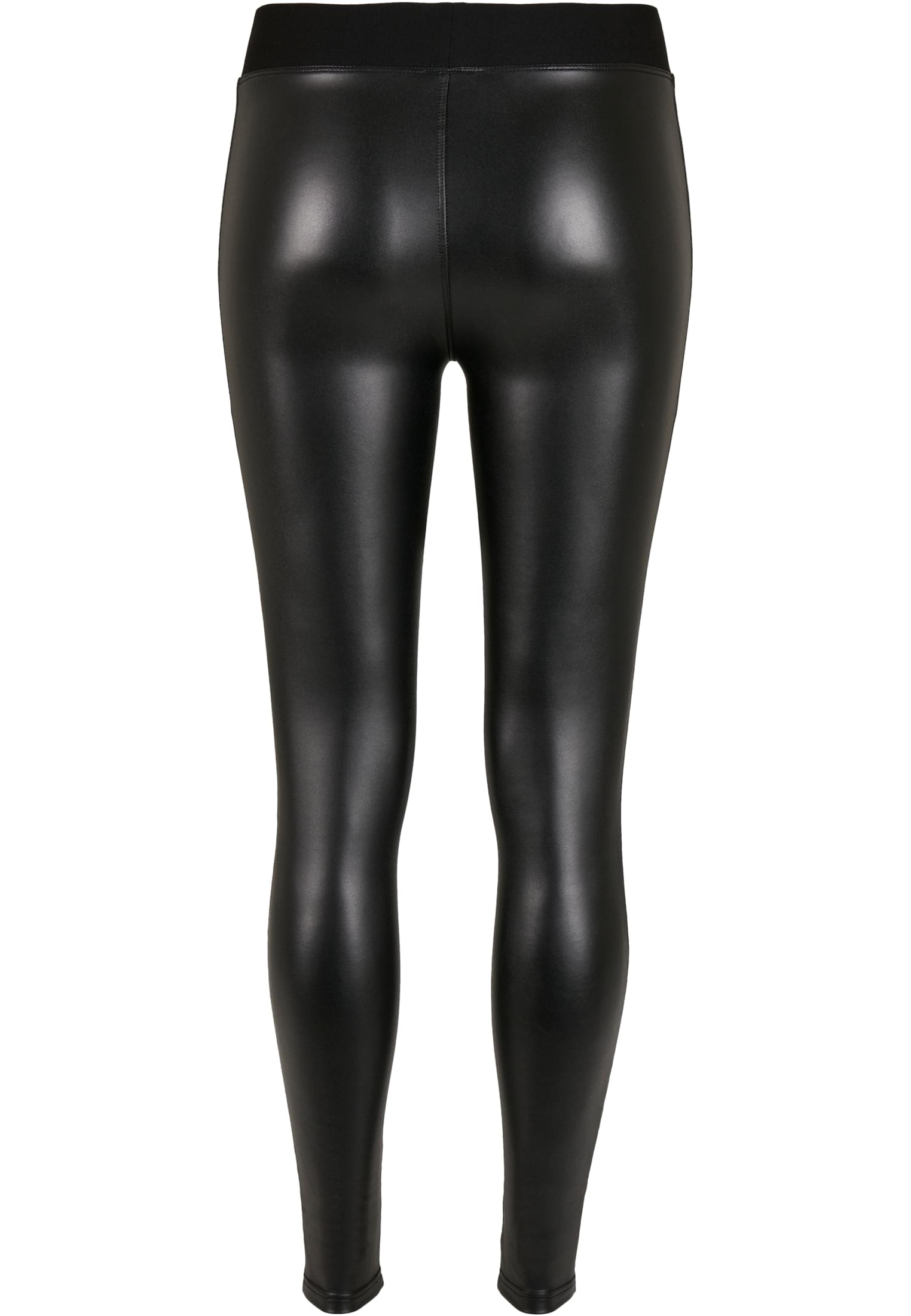 Ladies Tech Mesh Faux Leather Leggings | black