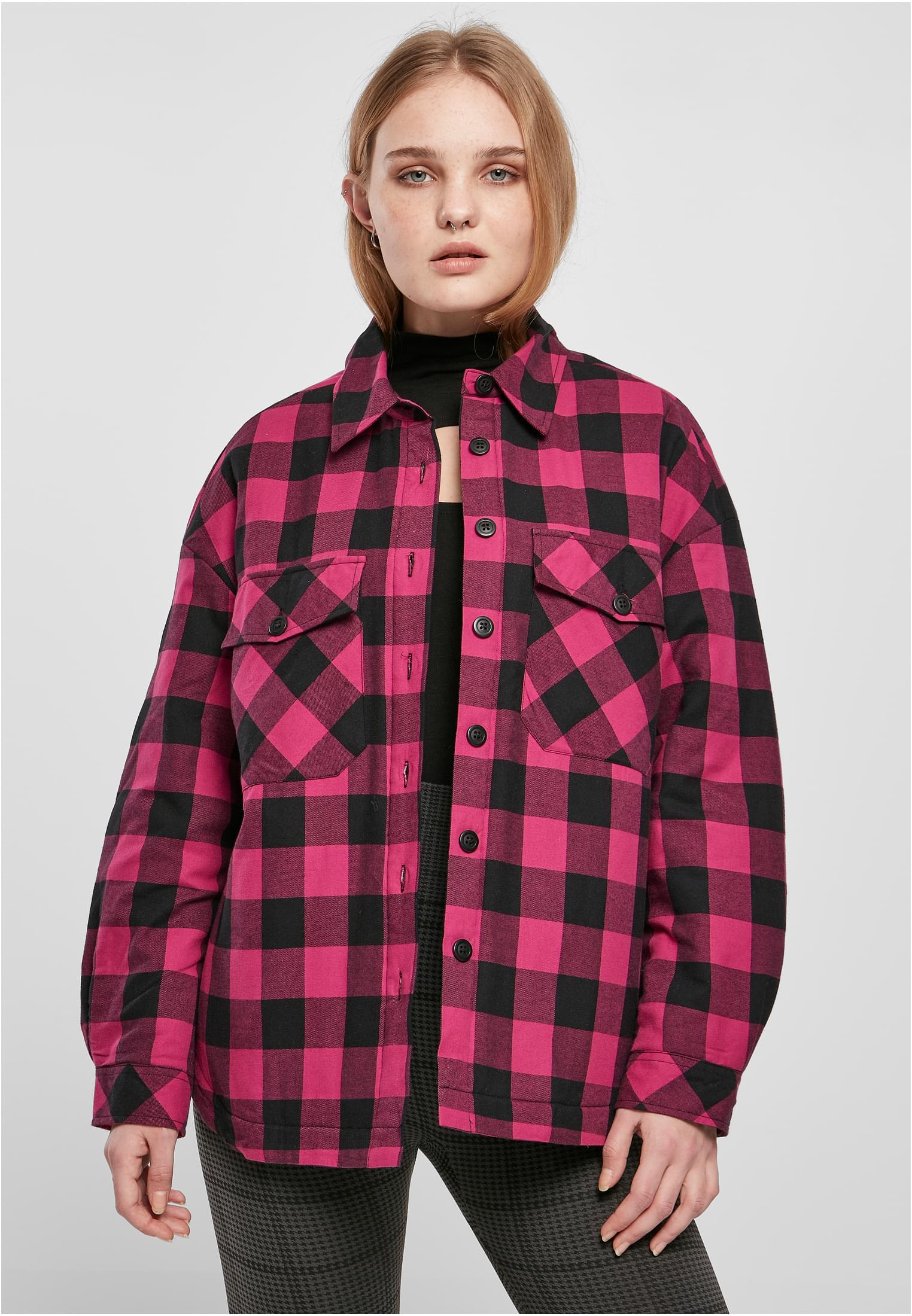 Ladies Flanell Padded Overshirt | wildviolet/black