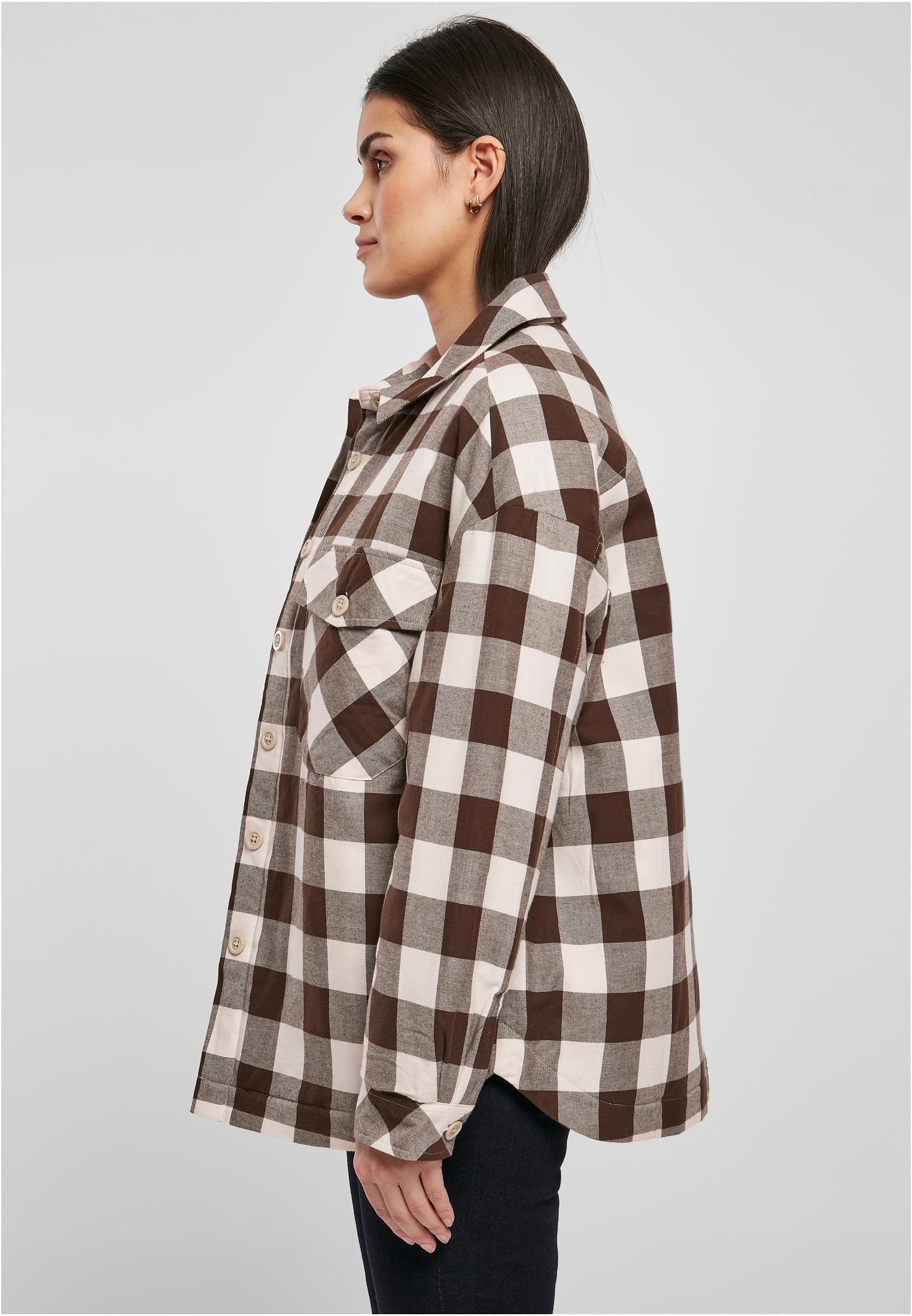 Ladies Flanell Padded Overshirt | pink/brown