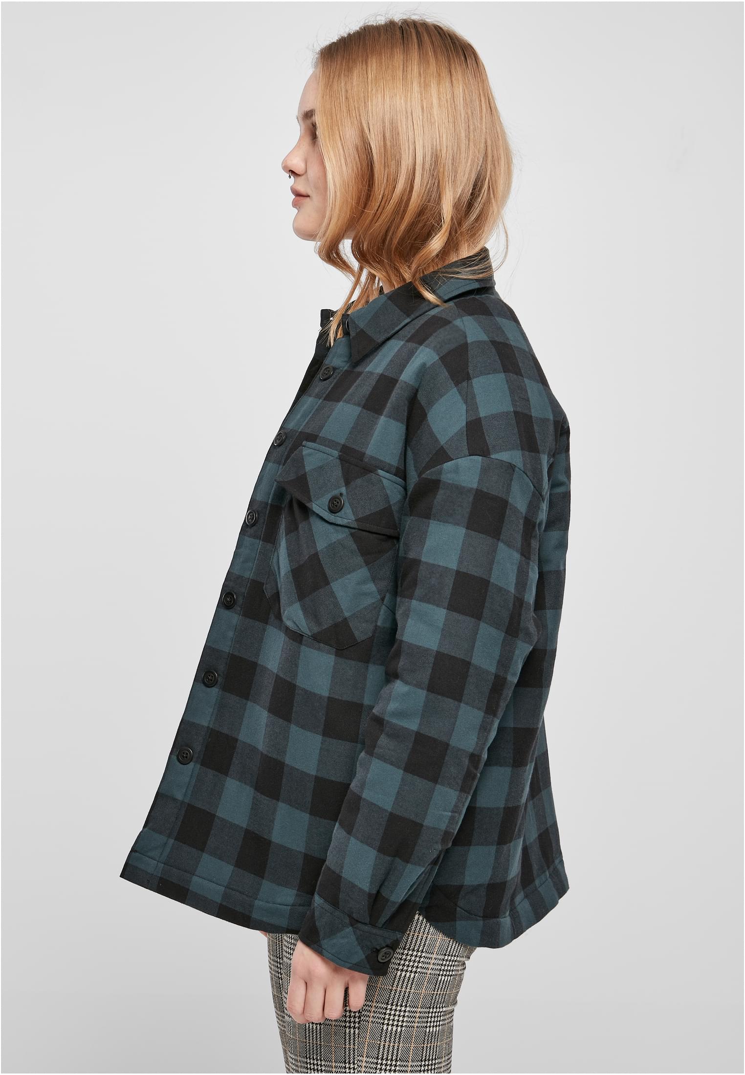 Ladies Flanell Padded Overshirt | jasper/black