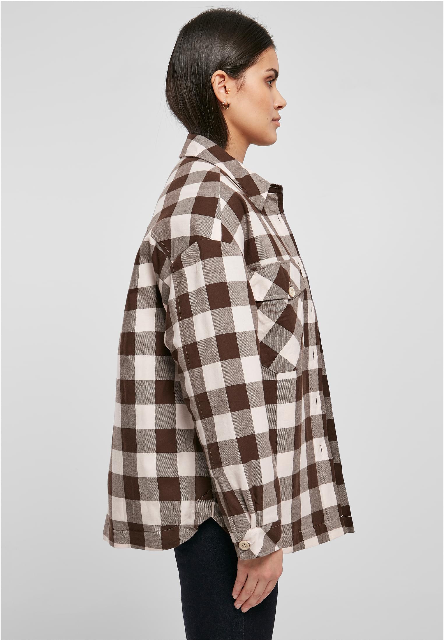 Ladies Flanell Padded Overshirt | pink/brown