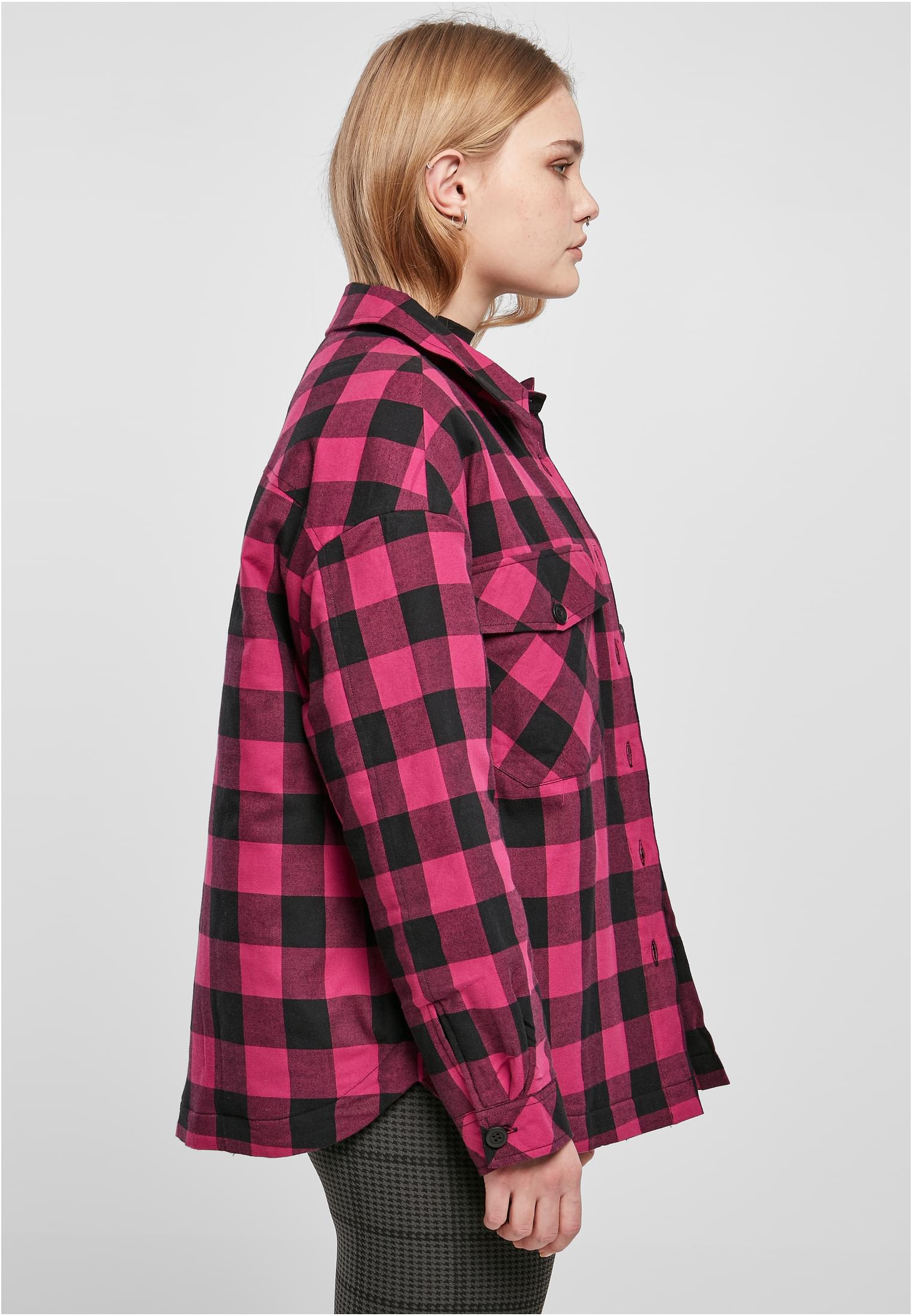 Ladies Flanell Padded Overshirt | wildviolet/black