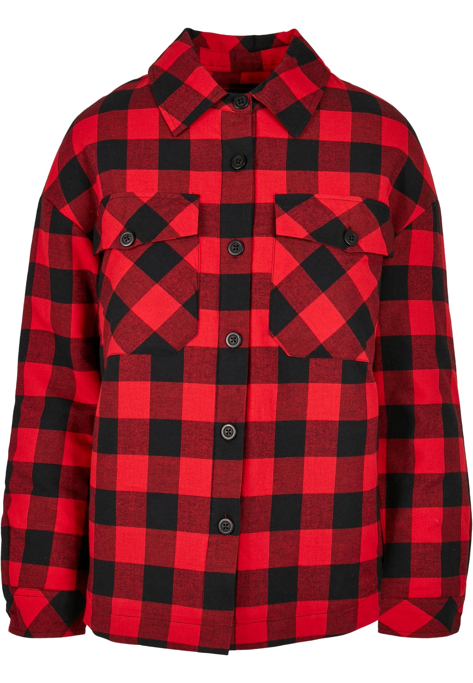 Ladies Flanell Padded Overshirt | black/red